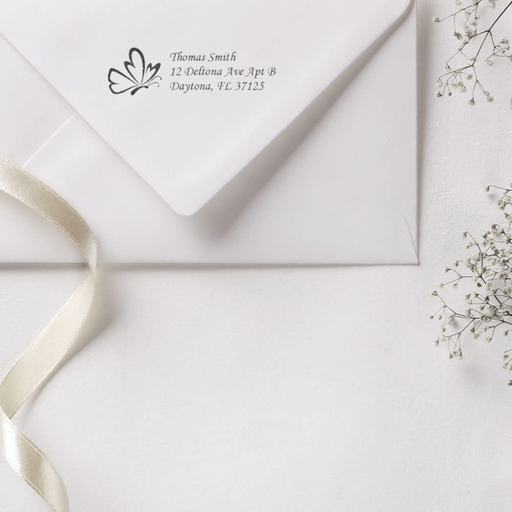PSI Pre-Inked Butterfly Personal Address Stamper, Personalized Custom Return Address Stamp, Customized Gift Idea, Easy Press and Print Stamping, 5 Exciting Ink Colors, PSI1854 Mount, Impression Size 7/8" x 2-1/4" up to 25,000 Impressions - Image 3