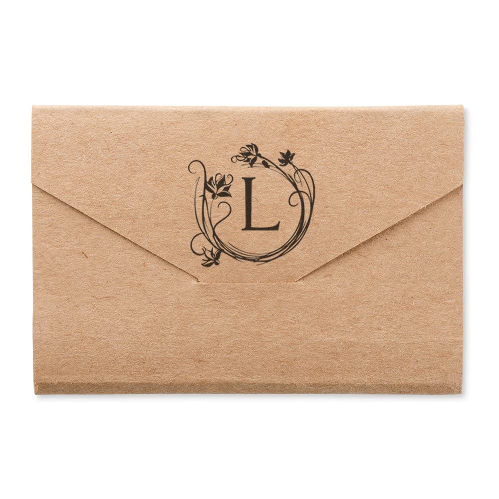 PSI Pre-Inked Flower Circle Weiss Initial Stamper, Single Character Initial Stamp, Personalized Monogram, Square Design, Imprint Size 1-5/8", 5 Ink Color Choices, Easy to Use - Image 6