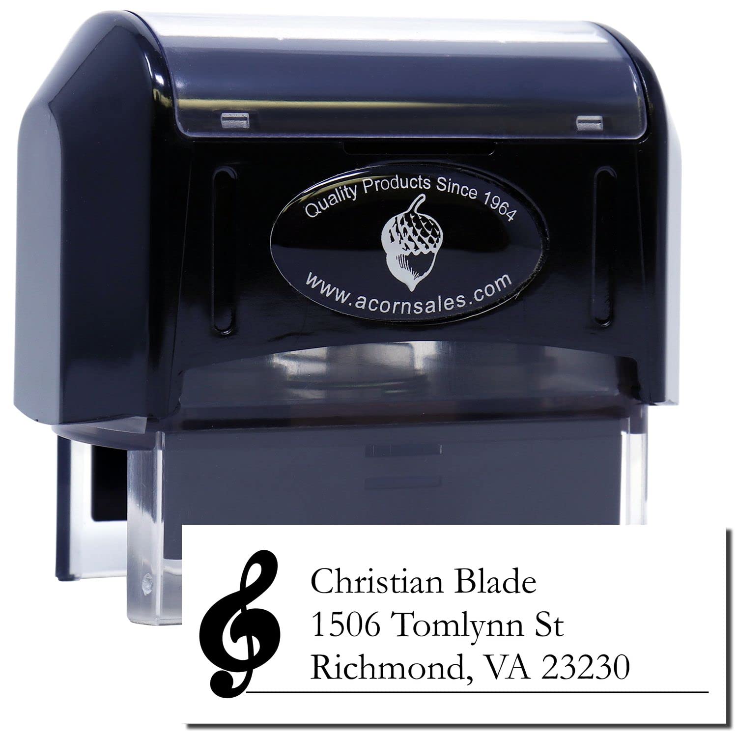 PSI Pre-Inked Music Garamond Address Stamper, Customized Name And Address Stamp, Housewarming Gift, Easy Press and Print Stamping, 5 Exciting Ink Colors, PSI 4141 Mount, Impression Size 7/8" x 2-1/4" up to 25,000 Impressions - Image 2