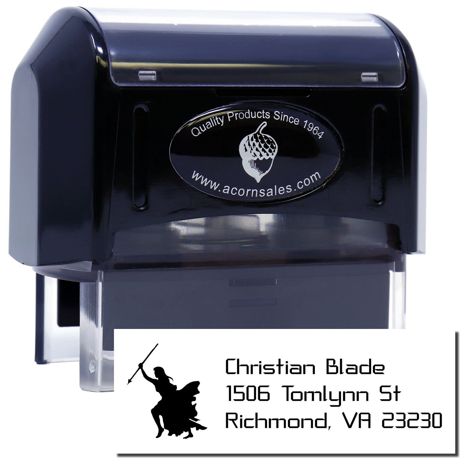 PSI Pre-Inked Warrior Woman Address Stamper, Rectangular Personal Address Stamp, Personalized Gift, Easy Press and Print Stamping, 5 Exciting Ink Colors, PSI 4141 Mount, Impression Size 7/8" x 2-1/4" up to 25,000 Impressions - Image 2