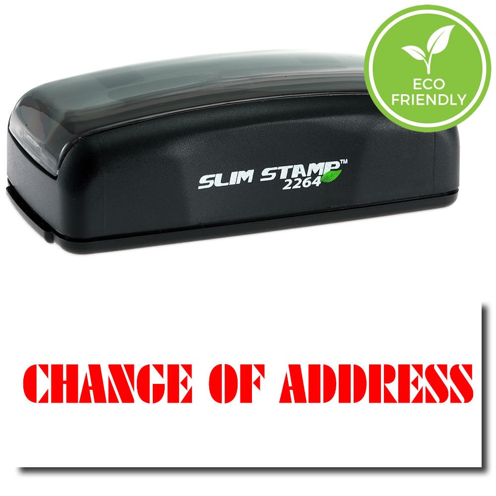 Red Ink Pre-Inked Change of Address Stamp, Ideal Mailing Stamp for Logistics Assistants, Durable and Easy-to-Use, 1/2 x 1-1/2, Ideal for Efficient Address Changes and Mail Sorting Tasks