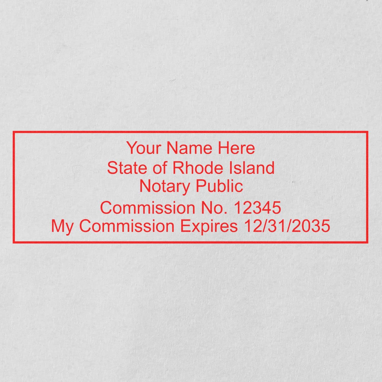 Rhode Island Rectangular Notary Stamp, RI Notary Stamp, State Board Approved, Economical Wood Handle Rubber Stamp, Uses Stamp Pad, Rectangular Shape, Sized 7/8" x 2-1/4", Rhode Island Notary - Image 6