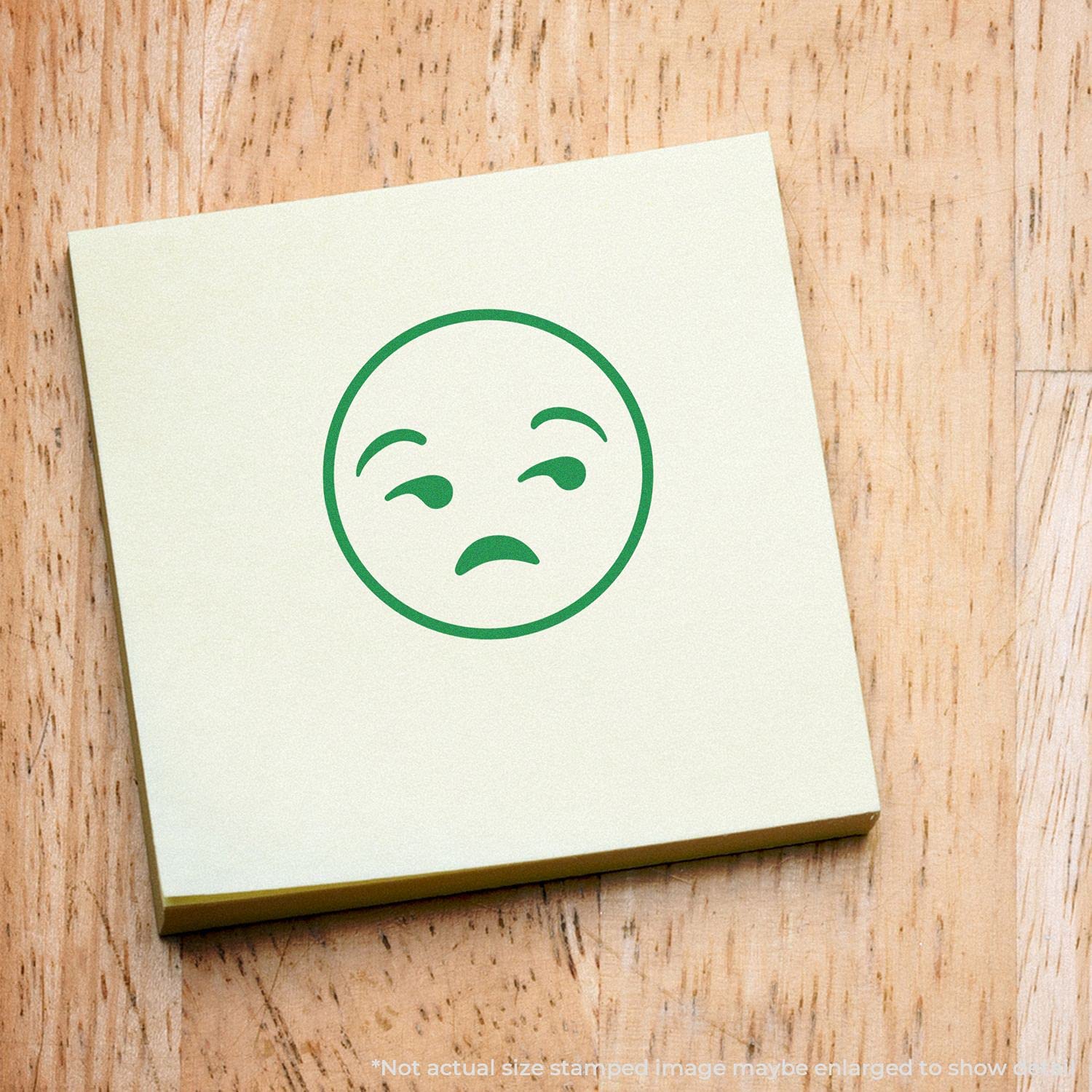 Round Calm Smiley Rubber Stamp, Teacher Stamp, Wooden Handle Rubber Stamp, Uses Stamp Pad, Imprint Size Approx 7/8" Diameter, Laser Engraved, USA Made - Image 3