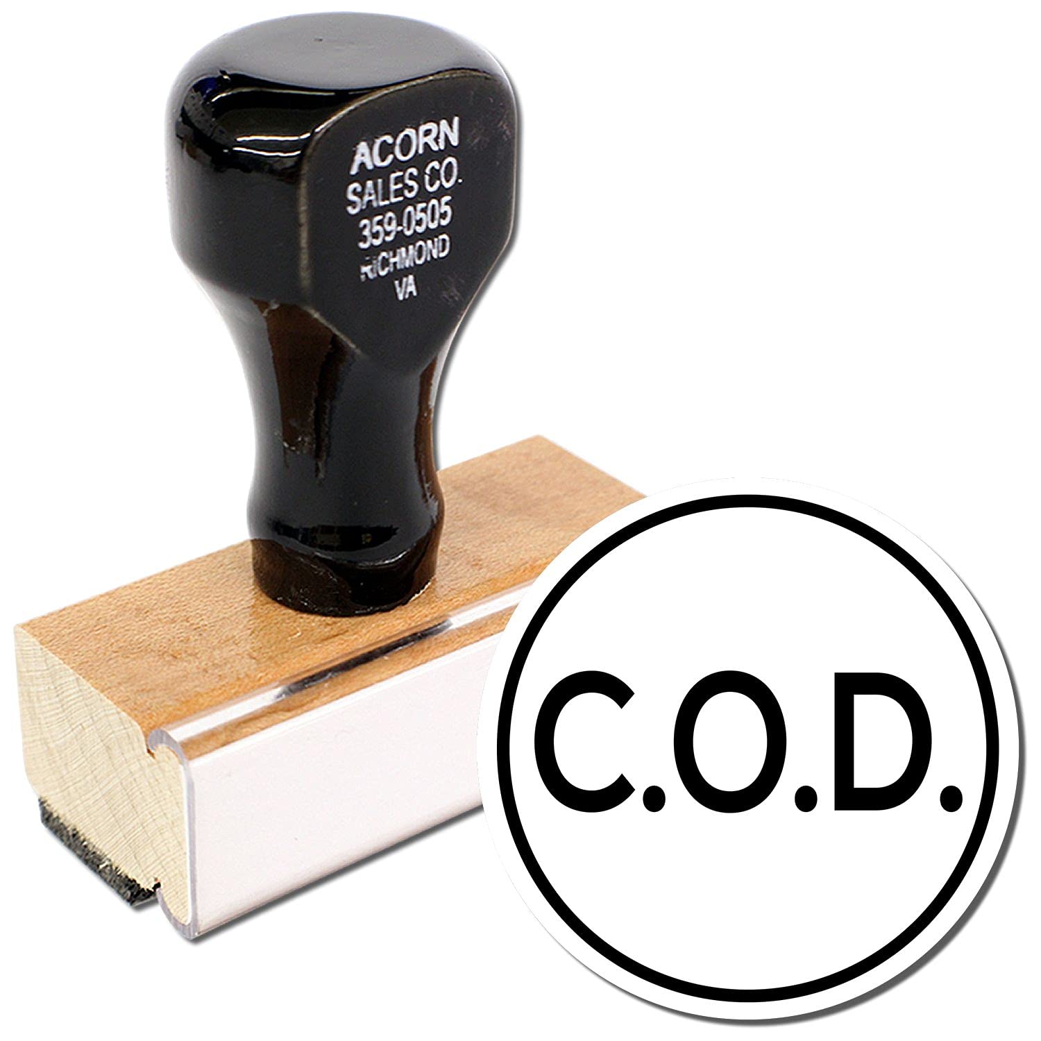 Round COD Rubber Stamp, Teacher Supplies, Wooden Handle Rubber Stamp, Uses Stamp Pad, Imprint Size Approx 7/8" Diameter, Laser Engraved, USA Made - Image 2