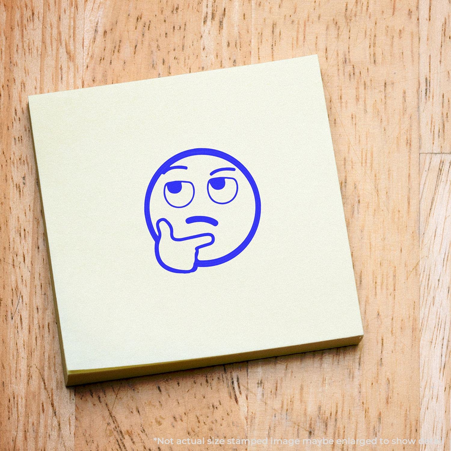 Round Curious Smiley Rubber Stamp, Teacher Office Supplies, Wooden Handle Rubber Stamp, Uses Stamp Pad, Imprint Size Approx 7/8" Diameter, Laser Engraved, USA Made - Image 3