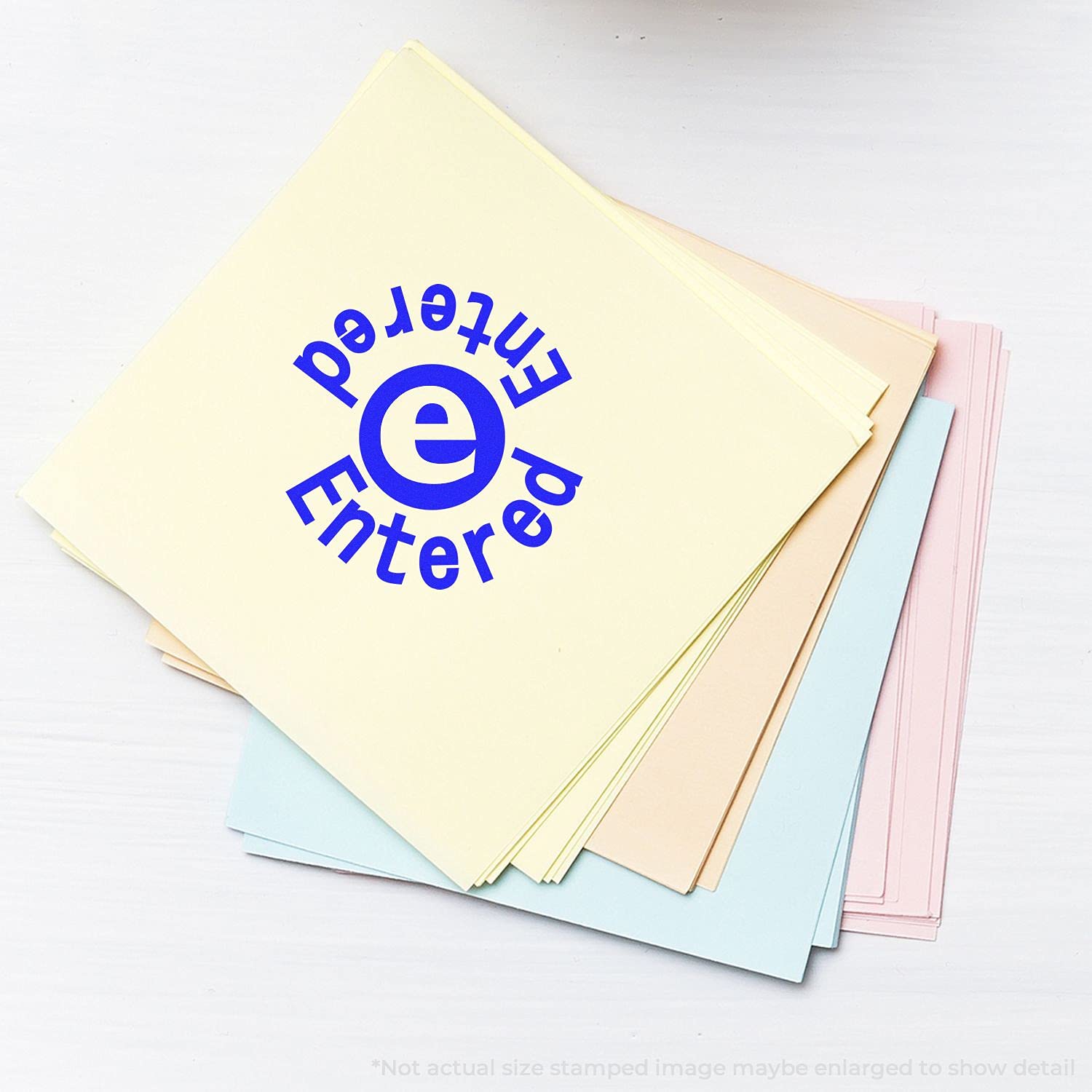 Round Entered Entered Rubber Stamp, Stamps for Teachers Elementary, Wooden Handle Rubber Stamp, Uses Stamp Pad, Imprint Size Approx 7/8" Diameter, Laser Engraved, USA Made - Image 3