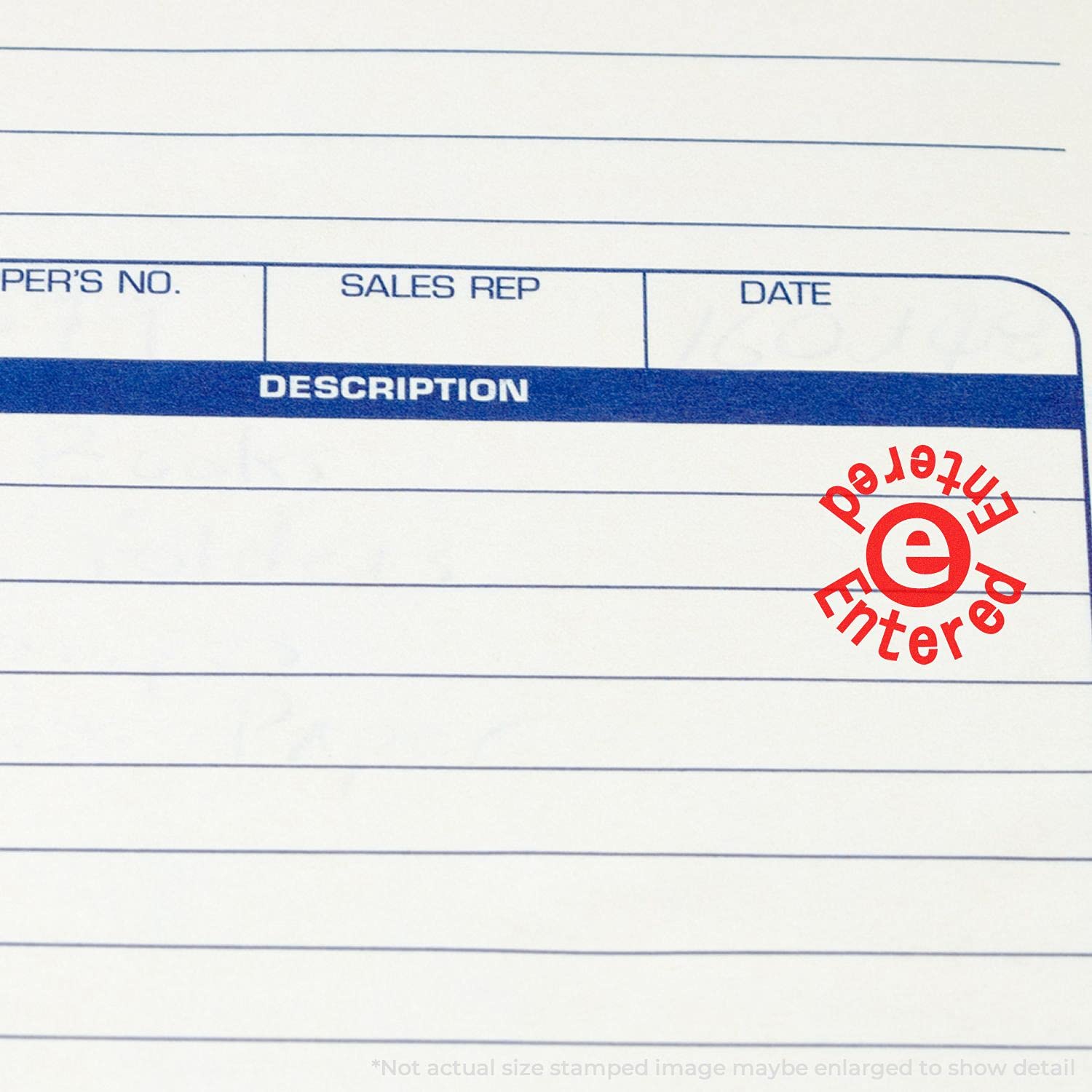 Round Entered Entered Rubber Stamp, Stamps for Teachers Elementary, Wooden Handle Rubber Stamp, Uses Stamp Pad, Imprint Size Approx 7/8" Diameter, Laser Engraved, USA Made - Image 6