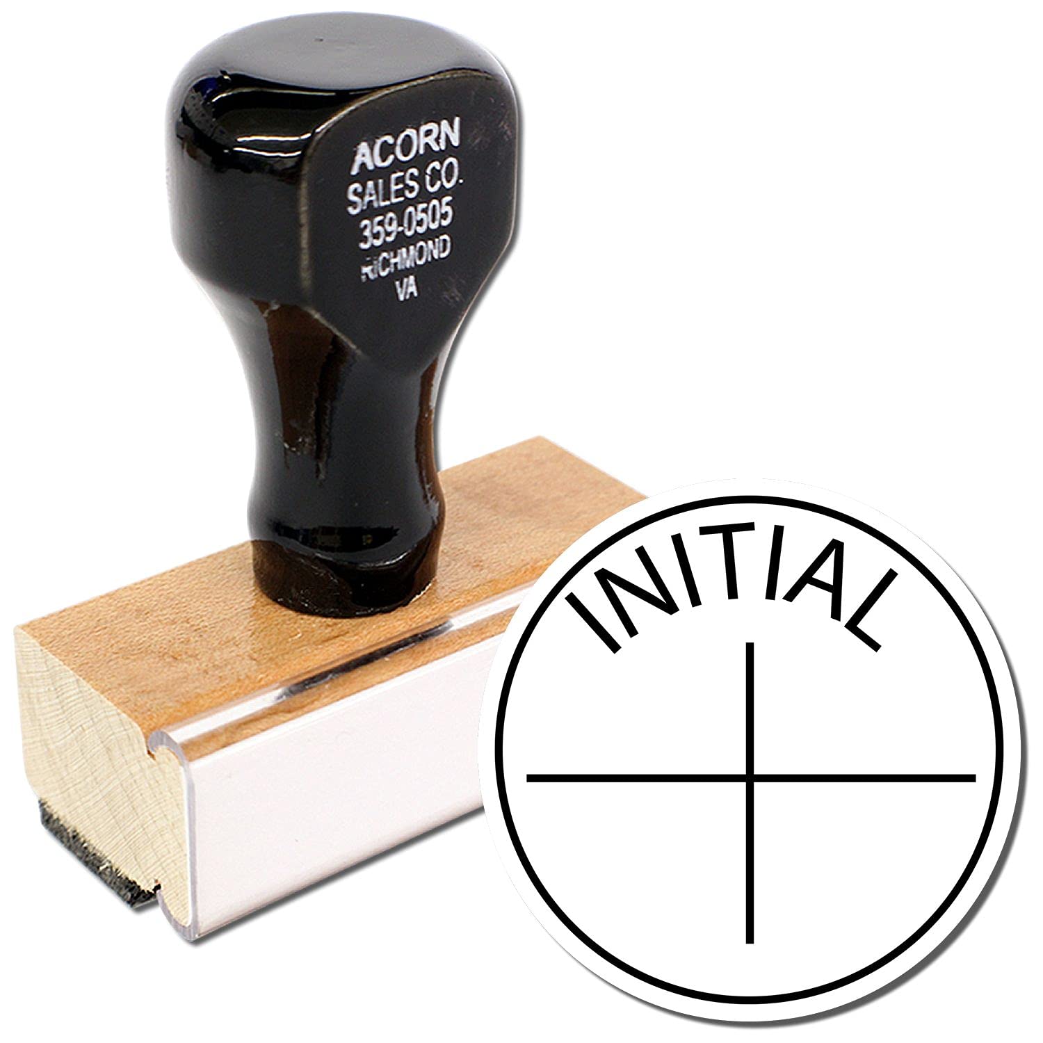 Round Initial Rubber Stamp, Self Inking Stamps for Teachers, Wooden Handle Rubber Stamp, Uses Stamp Pad, Imprint Size Approx 7/8" Diameter, Laser Engraved, USA Made - Image 2