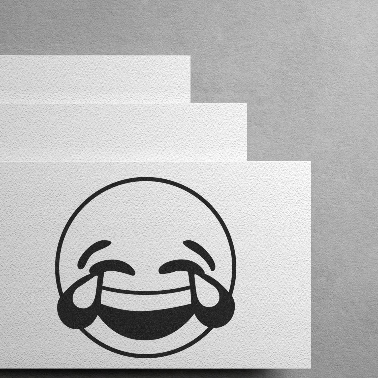Round Laughing Smiley Rubber Stamp, Teacher Stamps for Classroom, Wooden Handle Rubber Stamp, Uses Stamp Pad, Imprint Size Approx 7/8" Diameter, Laser Engraved, USA Made
