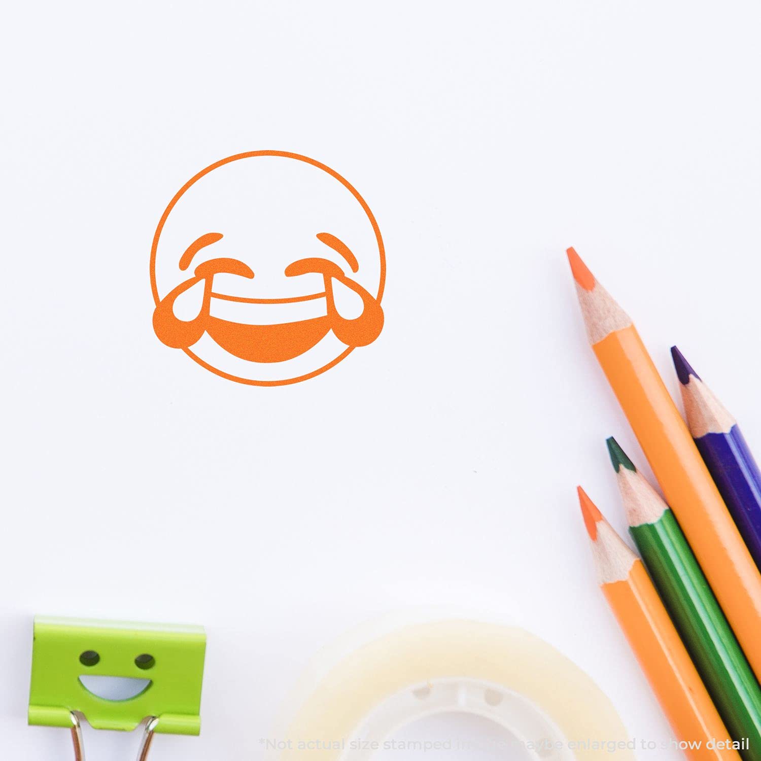 Round Laughing Smiley Rubber Stamp, Teacher Stamps for Classroom, Wooden Handle Rubber Stamp, Uses Stamp Pad, Imprint Size Approx 7/8" Diameter, Laser Engraved, USA Made - Image 6
