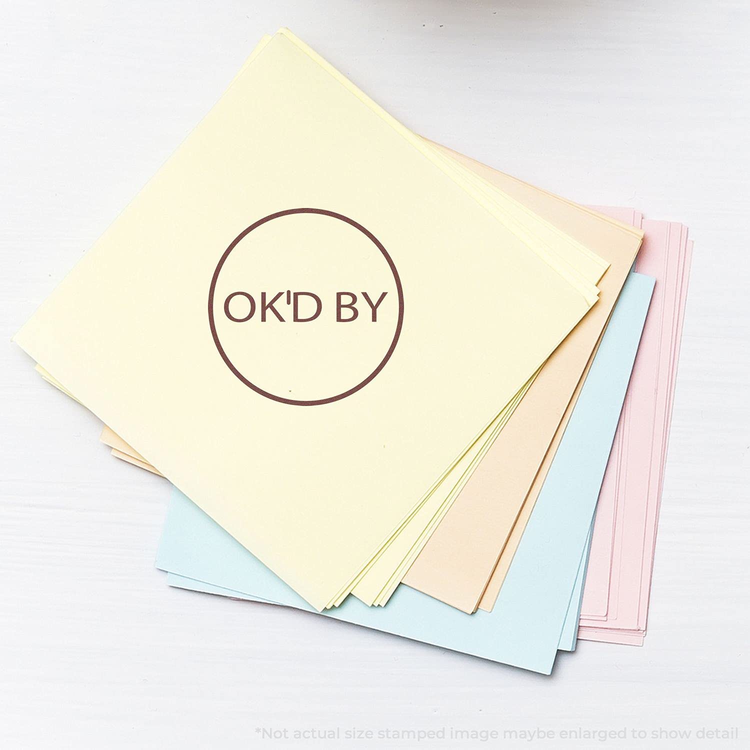 Round Ok'd by Rubber Stamp, Teacher School Supplies, Wooden Handle Rubber Stamp, Uses Stamp Pad, Imprint Size Approx 7/8" Diameter, Laser Engraved, USA Made - Image 3