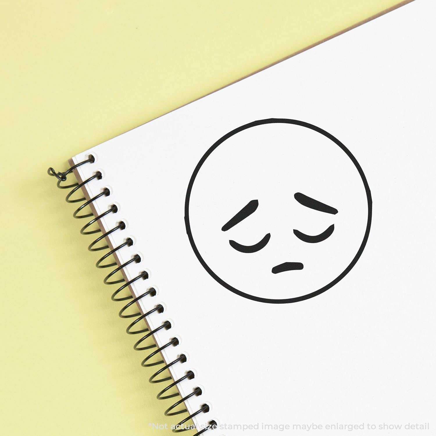 Round Sad Smiley Rubber Stamp, Teaching Supplies, Wooden Handle Rubber Stamp, Uses Stamp Pad, Imprint Size Approx 7/8" Diameter, Laser Engraved, USA Made - Image 3
