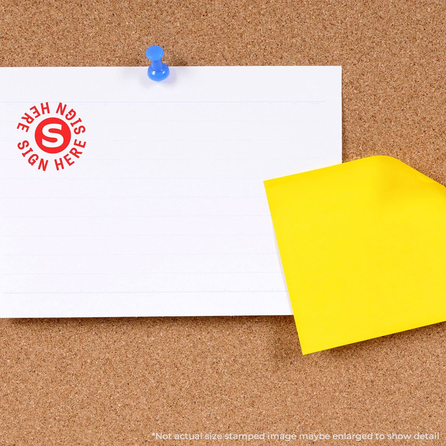 Round Sign Here Sign Here Rubber Stamp, Substitute Teacher Supply, Wooden Handle Rubber Stamp, Uses Stamp Pad, Imprint Size Approx 7/8" Diameter, Laser Engraved, USA Made - Image 4