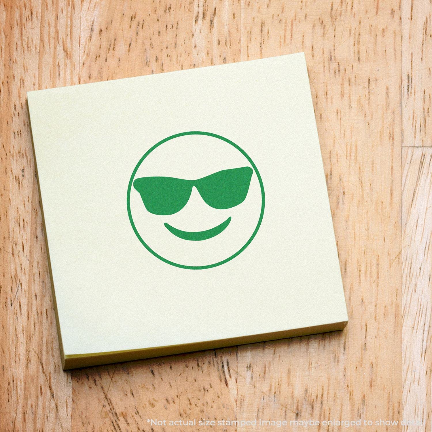 Round Smiley with Sunglasses Rubber Stamp, Teacher Stamps for Grading, Wooden Handle Rubber Stamp, Uses Stamp Pad, Imprint Size Approx 7/8" Diameter, Laser Engraved, USA Made - Image 3