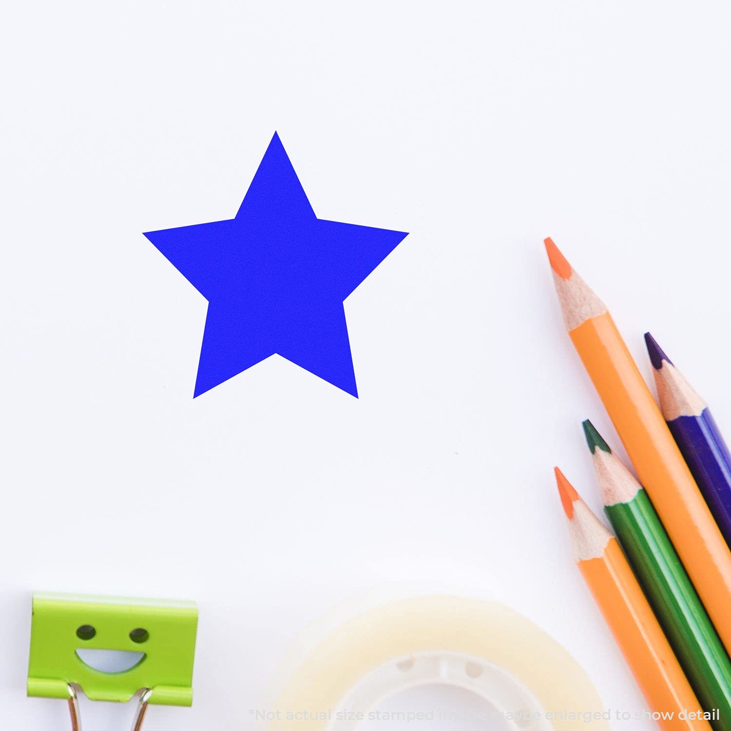 Round Solid Star Rubber Stamp, Teachers Supplies, Wooden Handle Rubber Stamp, Uses Stamp Pad, Imprint Size Approx 7/8" Diameter, Laser Engraved, USA Made - Image 4