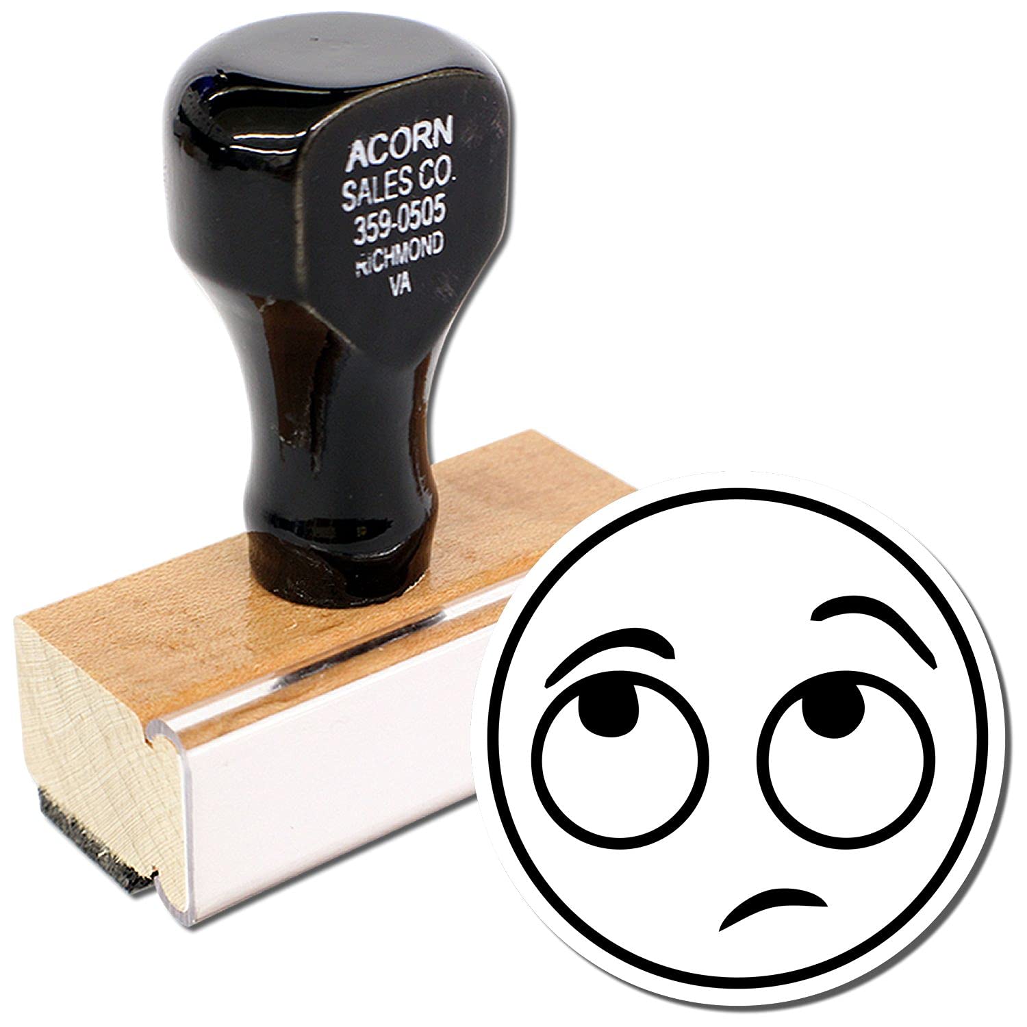 Round Whatever Smiley Rubber Stamp, Teacher Supplies for Classroom, Wooden Handle Rubber Stamp, Uses Stamp Pad, Imprint Size Approx 7/8" Diameter, Laser Engraved, USA Made - Image 2