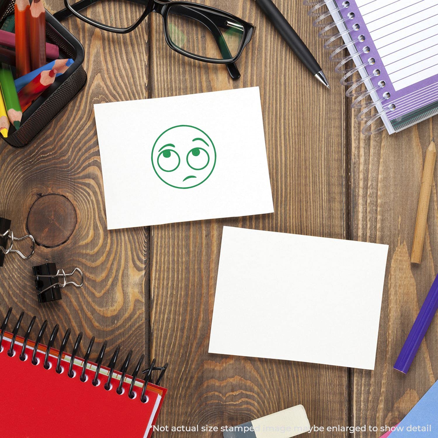 Round Whatever Smiley Rubber Stamp, Teacher Supplies for Classroom, Wooden Handle Rubber Stamp, Uses Stamp Pad, Imprint Size Approx 7/8" Diameter, Laser Engraved, USA Made - Image 4