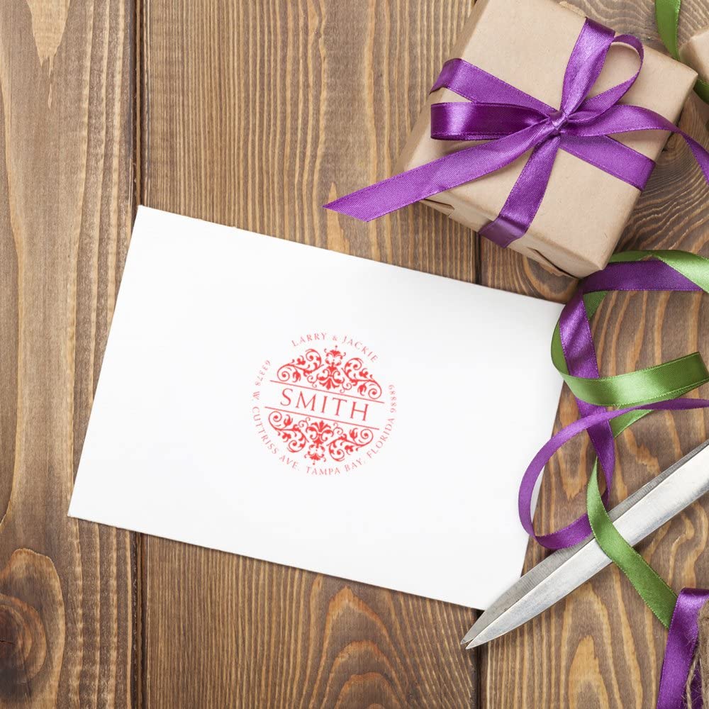Royal Weiss Address Stamper Self Inking, Unique Gift, Custom Stationary, Client Gift, Round Design, 1-5/8" Imprint Size, Press and Print Stamping, Personalized - Image 5