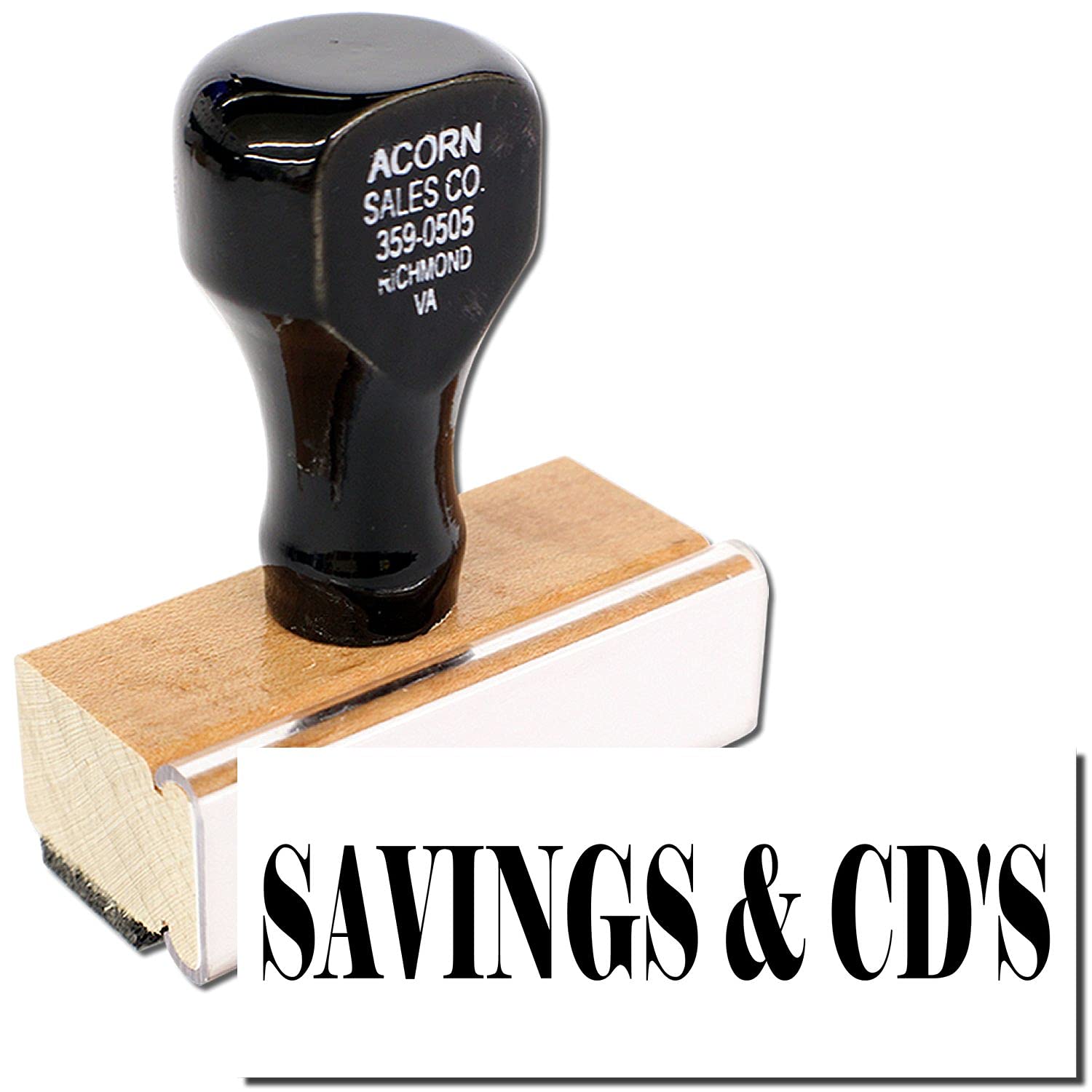 Savings Cds Rubber Stamp, Perfect for Banks, Wooden Handle Rubber Stamp, Uses Stamp Pad, Imprint Size Approx 1/2" x 1-1/2", Laser Engraved, USA Made - Image 2