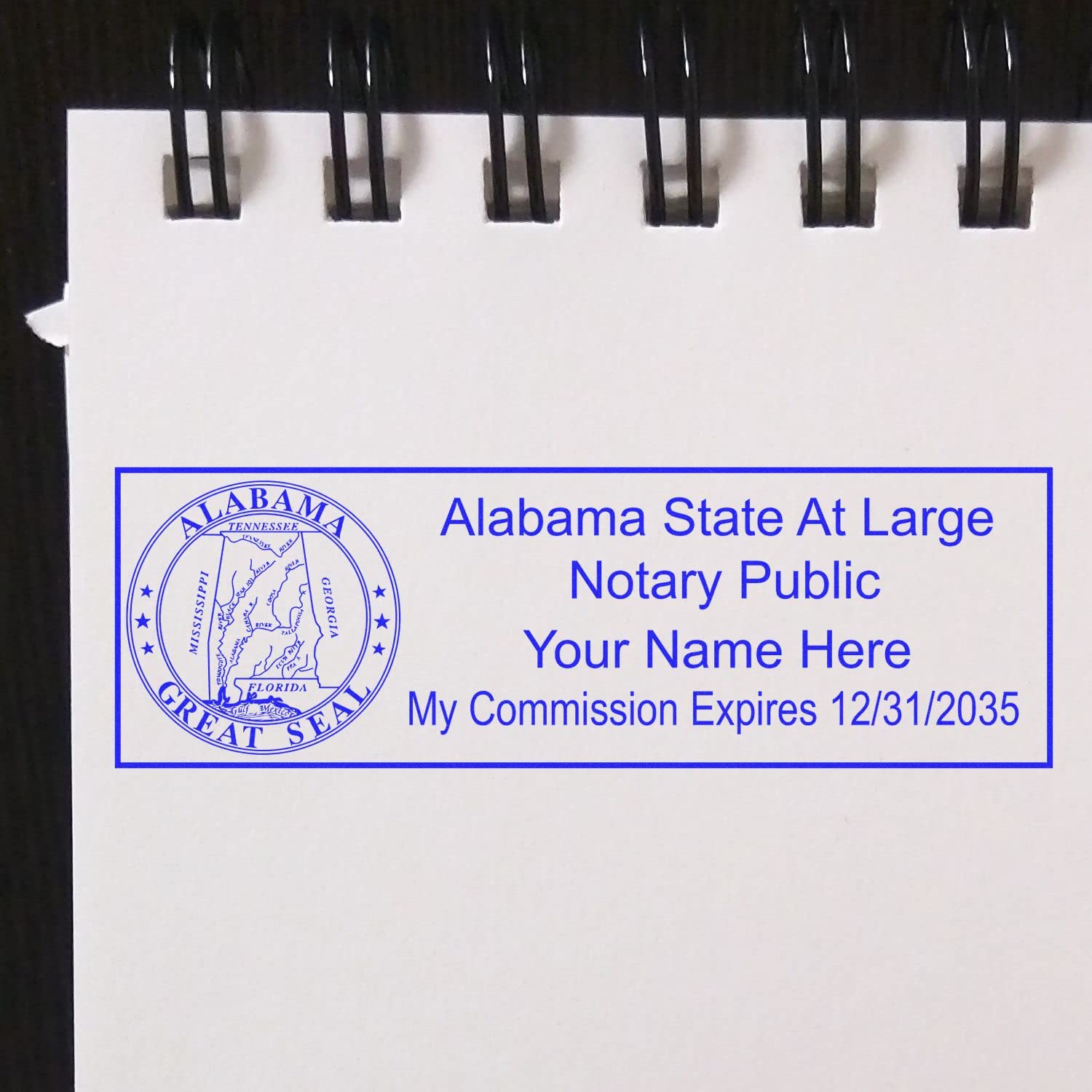 Self Inking Alabama Notary Stamp, Notary Stamp Alabama, Rectangular Imprint, Sized 7/8" x 2-1/4", Up to 5,000 Impressions and Available in 11 Ink Colors, Easy Press and Print Stamping - Image 4