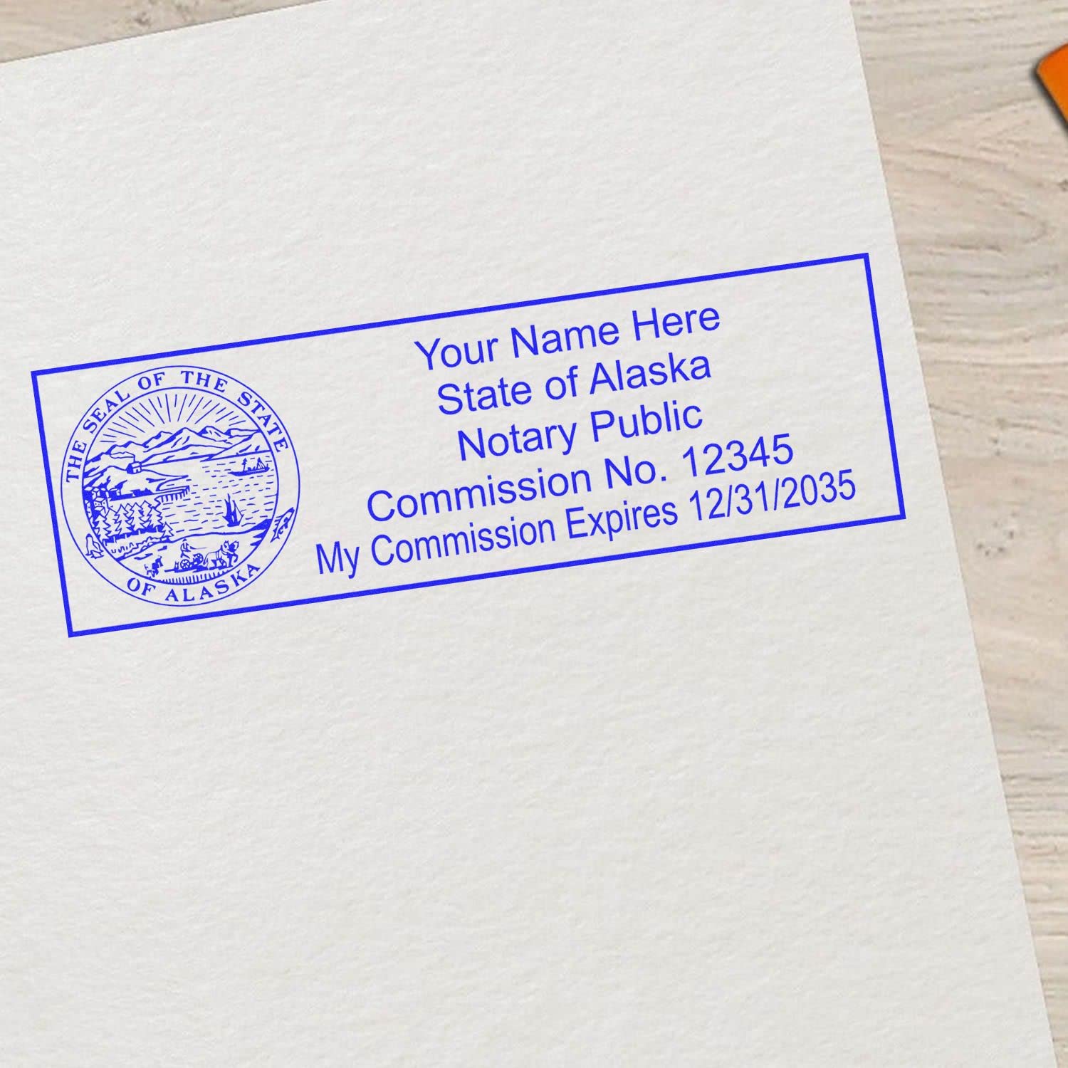 Self Inking Alaska Notary Stamp, Notary Stamp Alaska, Rectangular Imprint, Sized 7/8" x 2-1/4", Up to 5,000 Impressions and Available in 11 Ink Colors, Easy Press and Print Stamping - Image 4