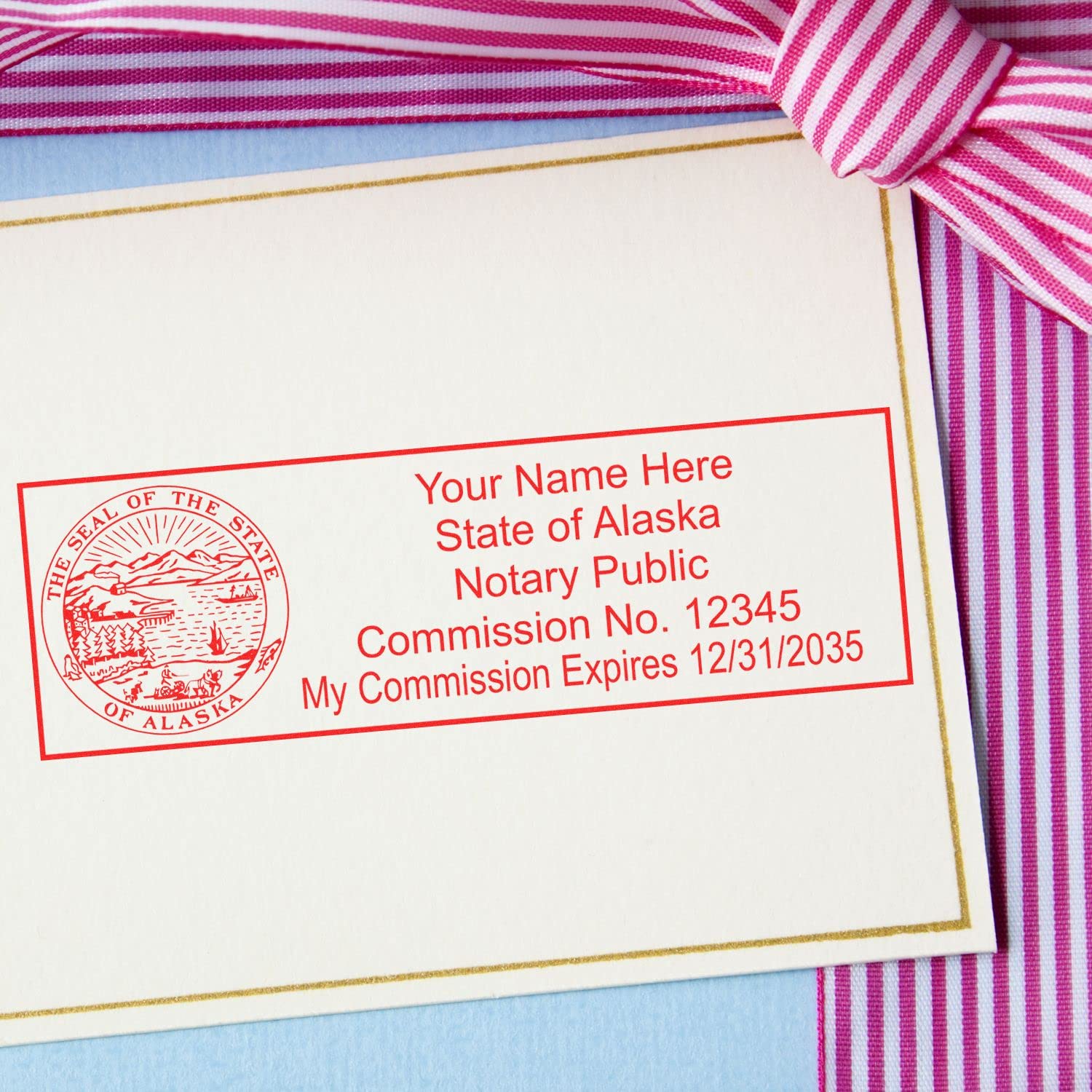 Self Inking Alaska Notary Stamp, Notary Stamp Alaska, Rectangular Imprint, Sized 7/8" x 2-1/4", Up to 5,000 Impressions and Available in 11 Ink Colors, Easy Press and Print Stamping - Image 5