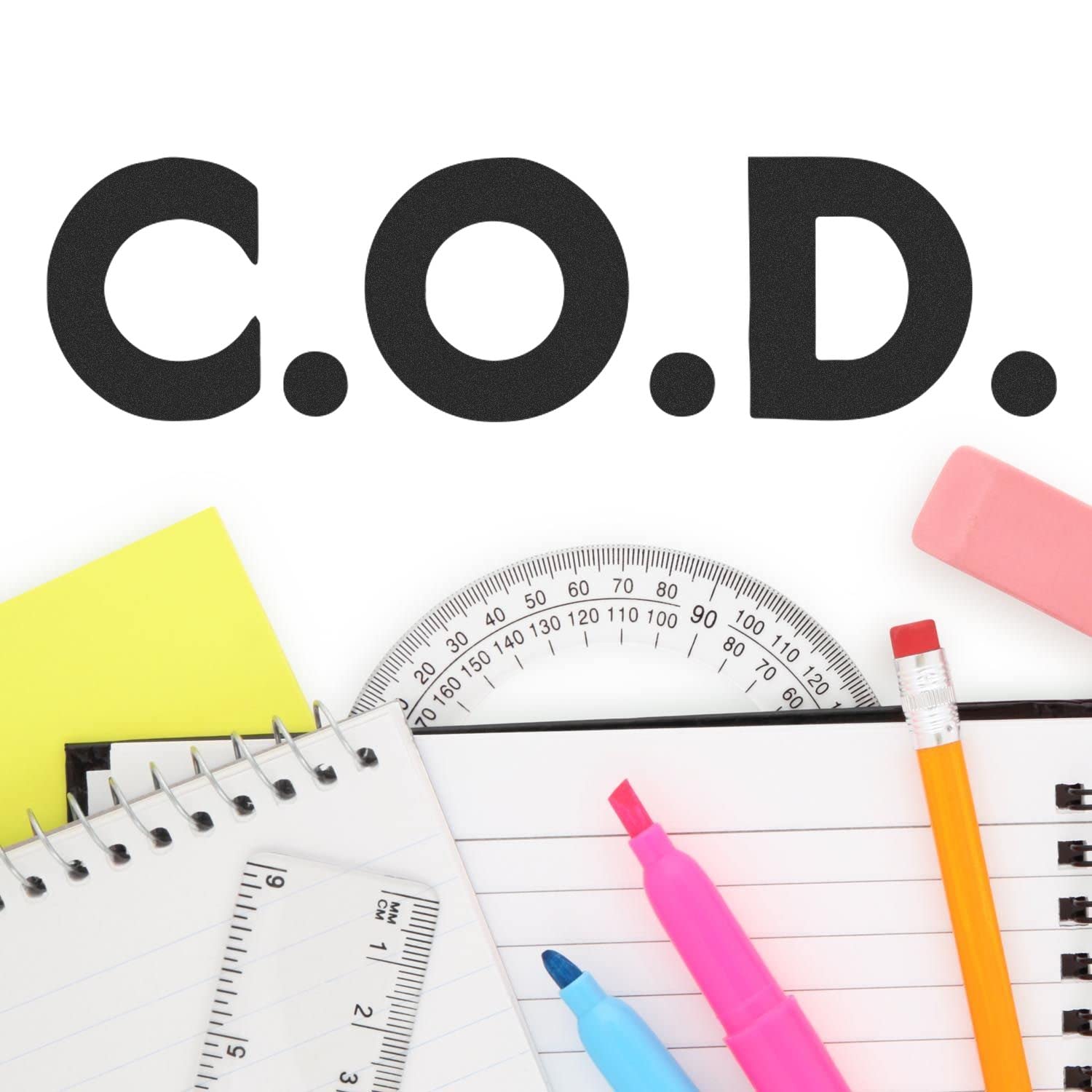 Self-Inking Bold COD Stamp Stamp, Executive Office Supplies, Up to 5K Impressions, Available in 11 Ink Colors, Reinkable, Easy Press and Print Stamping, Size Approx 1/2" x 1-1/2"