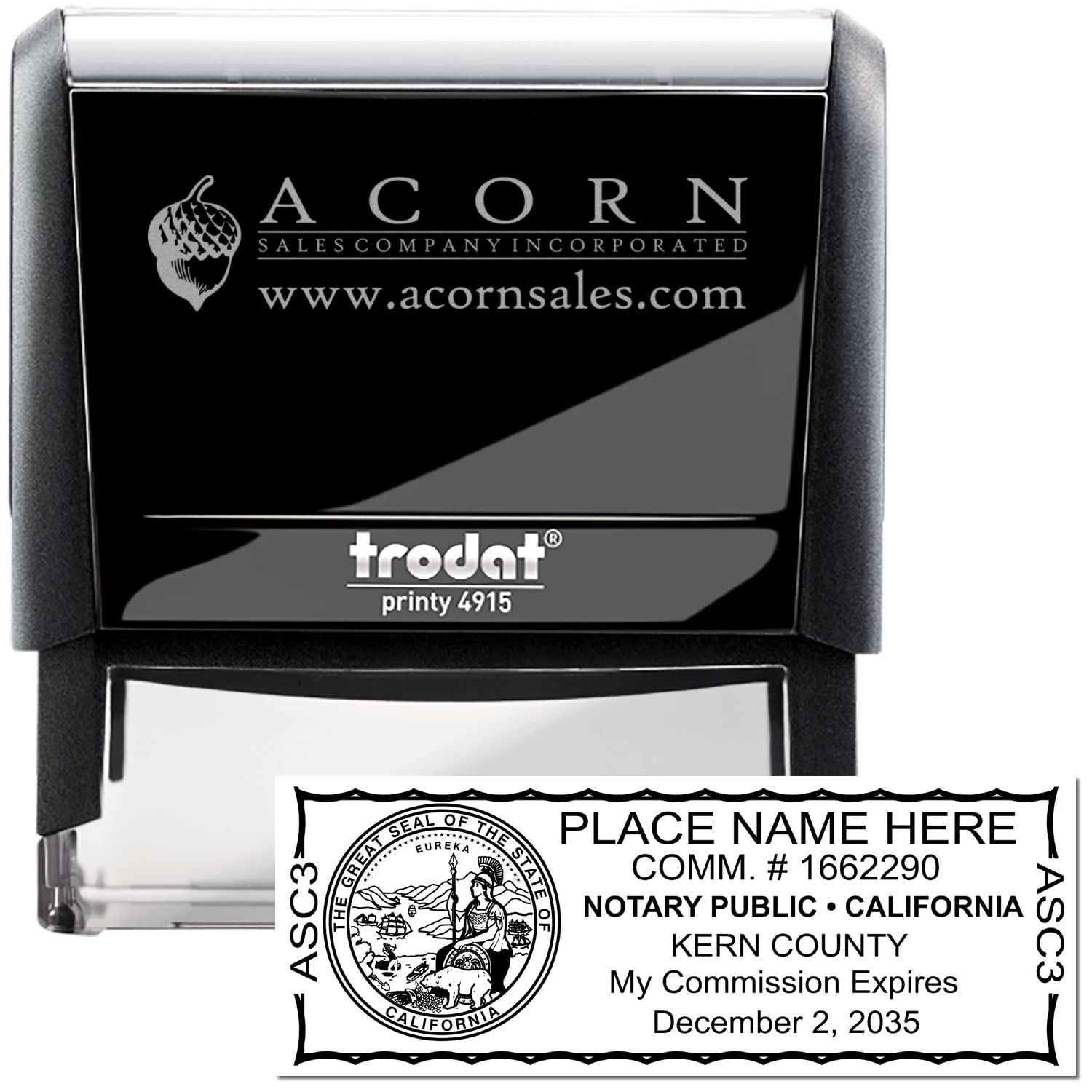 Self Inking California Notary Stamp, Notary Stamp California, Rectangular Imprint, Sized 7/8" x 2-1/2", Up to 5,000 Impressions and Available in 11 Ink Colors, Easy Press and Print Stamping - Image 2