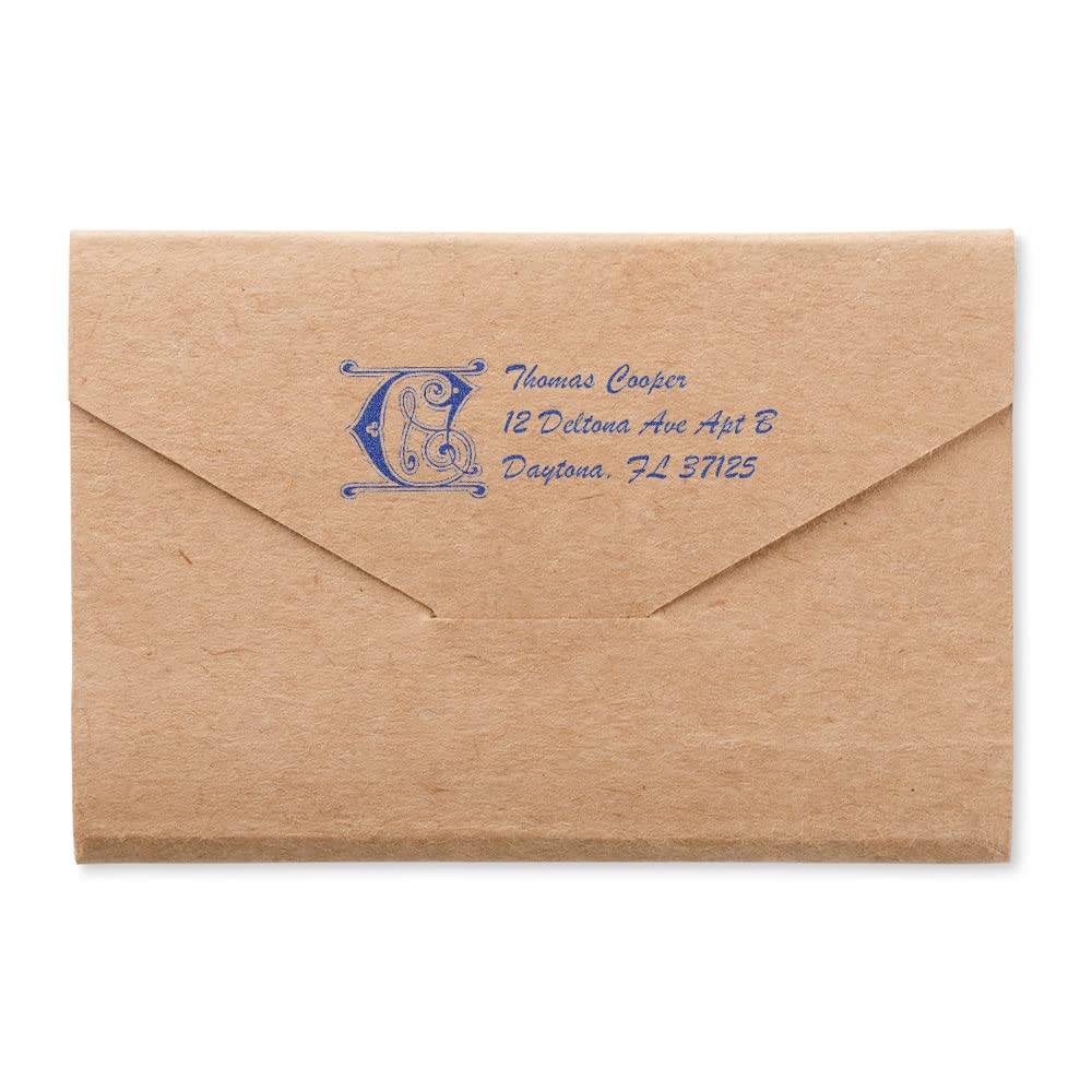 Self-Inking Celtic Initial Address Stamper, Personalized Business Return Address Stamp, Wedding Gift, Press and Print Stamping, Up to 10,000 Impressions, Re-Inkable, Your Choice of 11 Ink Colors, Size 7/8" x 2-1/4" - Image 4