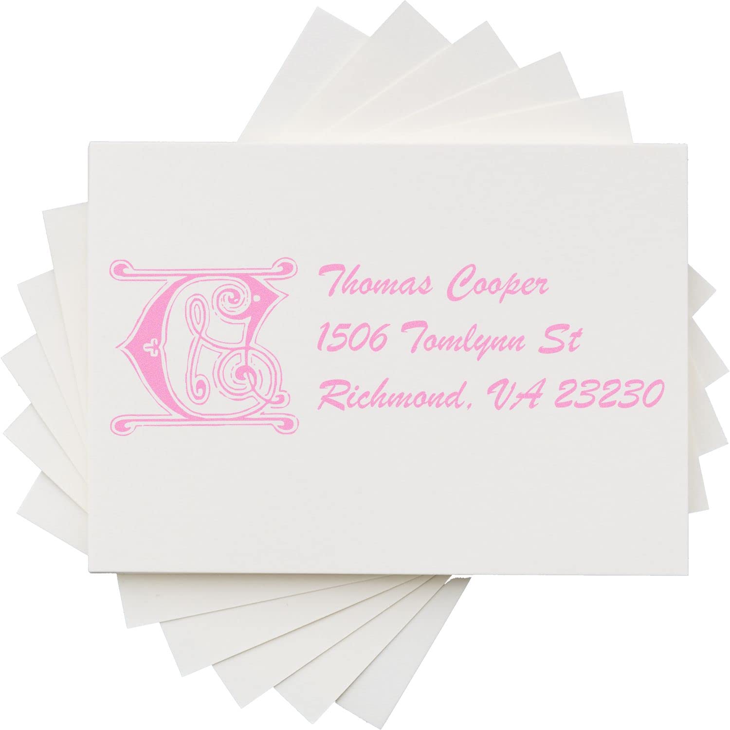 Self-Inking Celtic Initial Address Stamper, Personalized Business Return Address Stamp, Wedding Gift, Press and Print Stamping, Up to 10,000 Impressions, Re-Inkable, Your Choice of 11 Ink Colors, Size 7/8" x 2-1/4" - Image 5