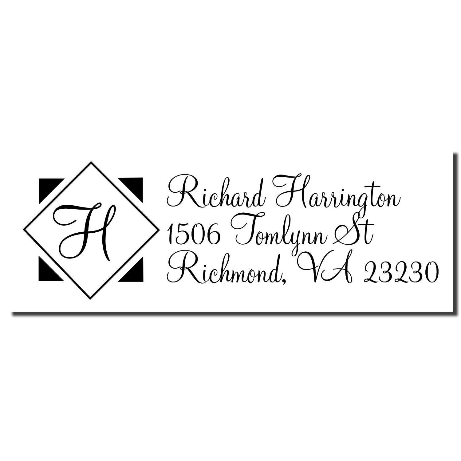 Self-Inking Diamond Monogram Address Stamper, Custom Made Family Address Stamp, Housewarming Gift, Press and Print Stamping, Up to 10,000 Impressions, Re-Inkable, Your Choice of 11 Ink Colors, Size 7/8" x 2-1/4"
