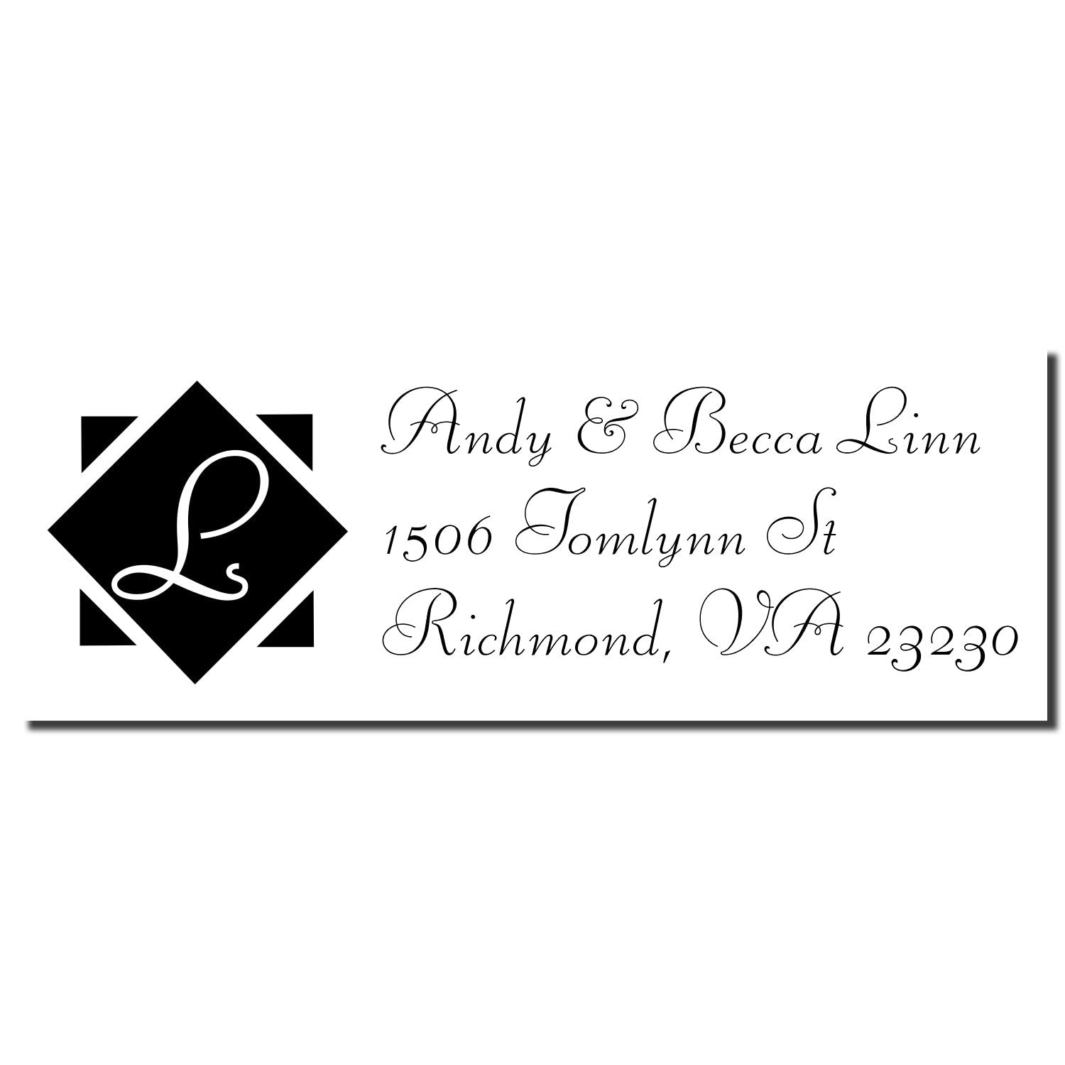 Self-Inking Diamond Monogram Profile Address Stamper, Custom Made Business Return Address Stamp, New Home Owner Gift, Press and Print Stamping, Up to 10,000 Impressions, Re-Inkable, Your Choice of 11 Ink Colors, Size 7/8" x 2-1/4"