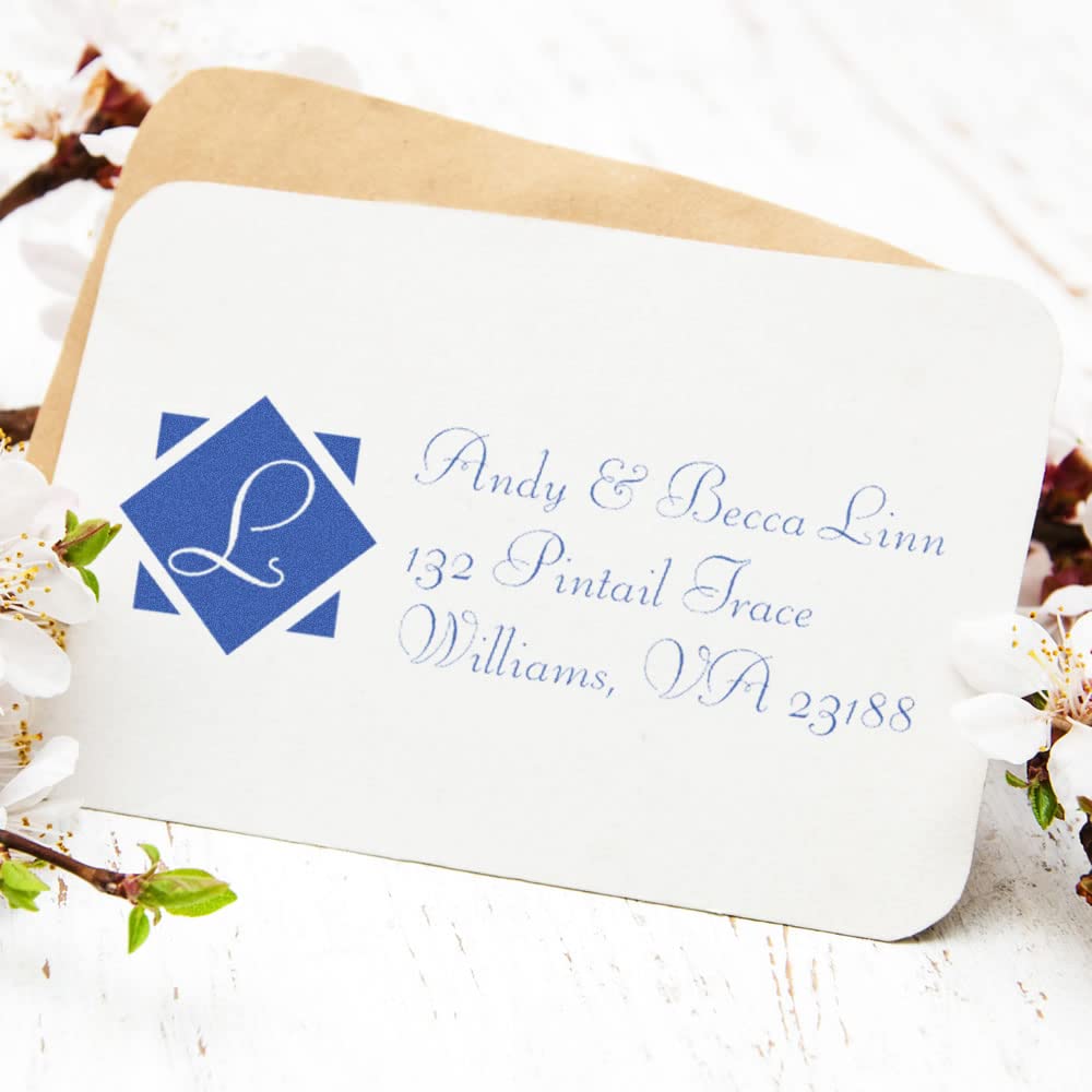 Self-Inking Diamond Monogram Profile Address Stamper, Custom Made Business Return Address Stamp, New Home Owner Gift, Press and Print Stamping, Up to 10,000 Impressions, Re-Inkable, Your Choice of 11 Ink Colors, Size 7/8" x 2-1/4" - Image 4