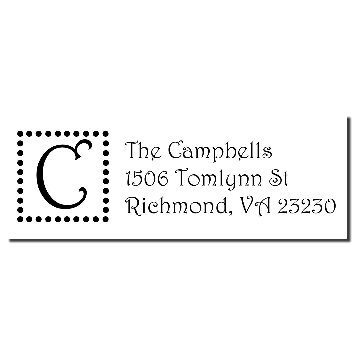 Self-Inking Dots Monogram Address Stamper, Custom Made Name Address Stamp, Great Graduation Gift, Press and Print Stamping, Up to 10,000 Impressions, Re-Inkable, Your Choice of 11 Ink Colors, Size 7/8" x 2-1/4"