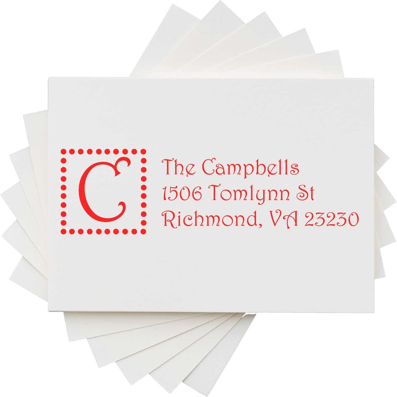 Self-Inking Dots Monogram Address Stamper, Custom Made Name Address Stamp, Great Graduation Gift, Press and Print Stamping, Up to 10,000 Impressions, Re-Inkable, Your Choice of 11 Ink Colors, Size 7/8" x 2-1/4" - Image 5