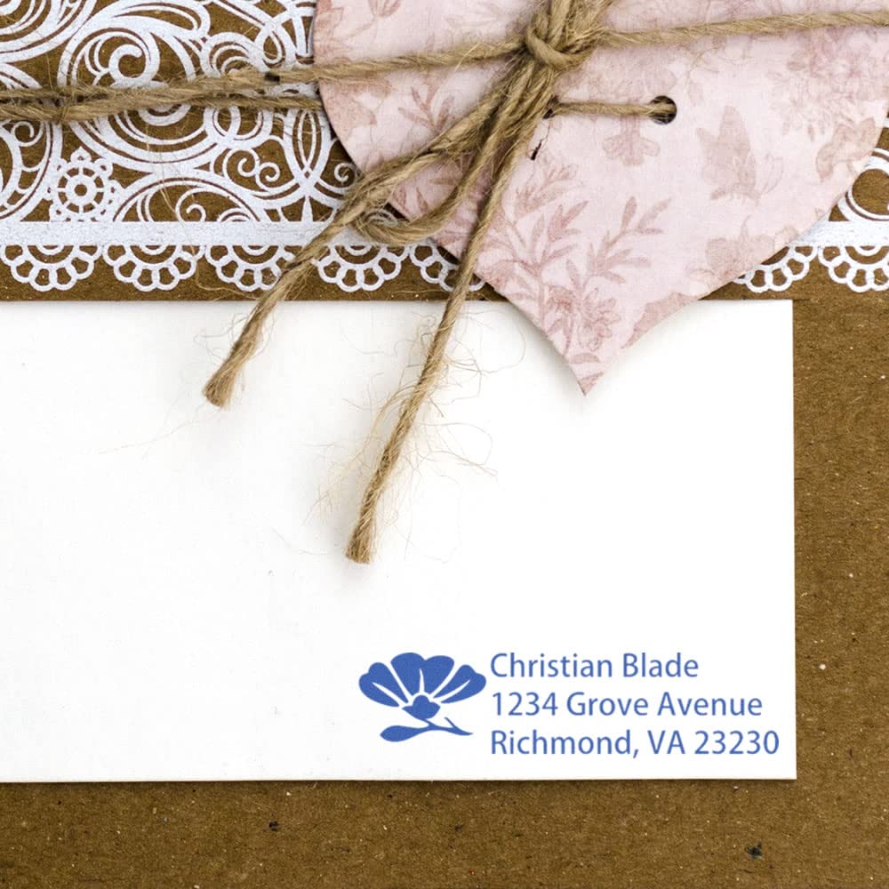 Self-Inking Flower Profile Address Stamper, Custom Made Custom Return Address Stamp, Housewarming Gift, Press and Print Stamping, Up to 10,000 Impressions, Re-Inkable, Your Choice of 11 Ink Colors, Size 7/8" x 2-1/4" - Image 4