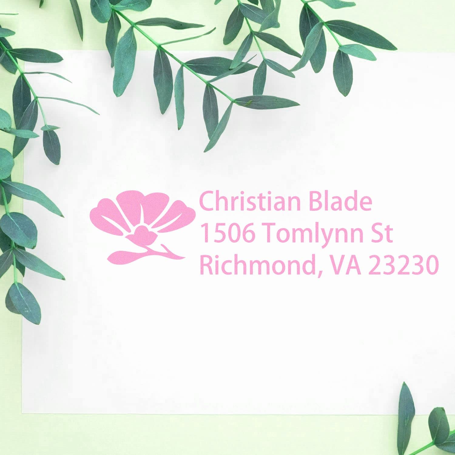 Self-Inking Flower Profile Address Stamper, Custom Made Custom Return Address Stamp, Housewarming Gift, Press and Print Stamping, Up to 10,000 Impressions, Re-Inkable, Your Choice of 11 Ink Colors, Size 7/8" x 2-1/4" - Image 6