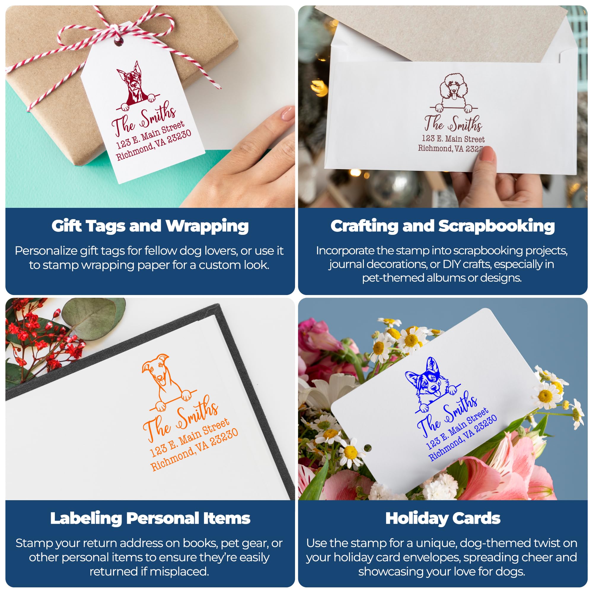 Self-Inking French Bulldog Peekaboo Custom Address Stamp, French Bulldog Address Stamp, Available in 11 Ink Colors, Personalized, Size 1-5/8" Square - Image 3