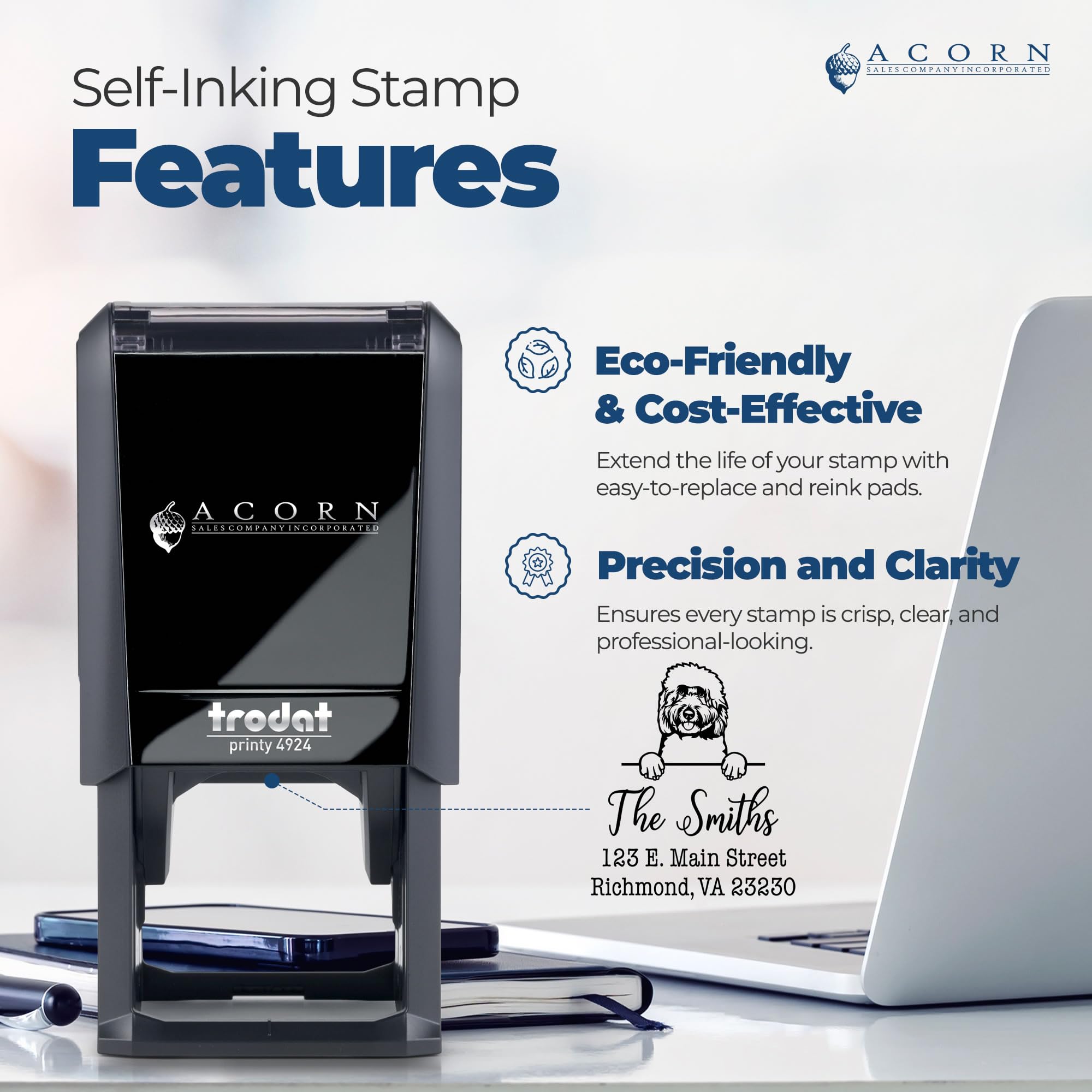 Self-Inking French Bulldog Peekaboo Custom Address Stamp, French Bulldog Address Stamp, Available in 11 Ink Colors, Personalized, Size 1-5/8" Square - Image 4