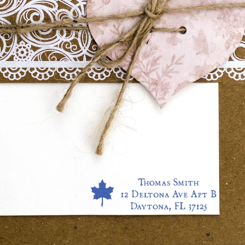 Self-Inking Maple Leaf Address Stamper, Rubber Return Address Stamp, New Home Owner Gift, Press and Print Stamping, Up to 10,000 Impressions, Re-Inkable, Your Choice of 11 Ink Colors, Size 7/8" x 2-1/4" - Image 4