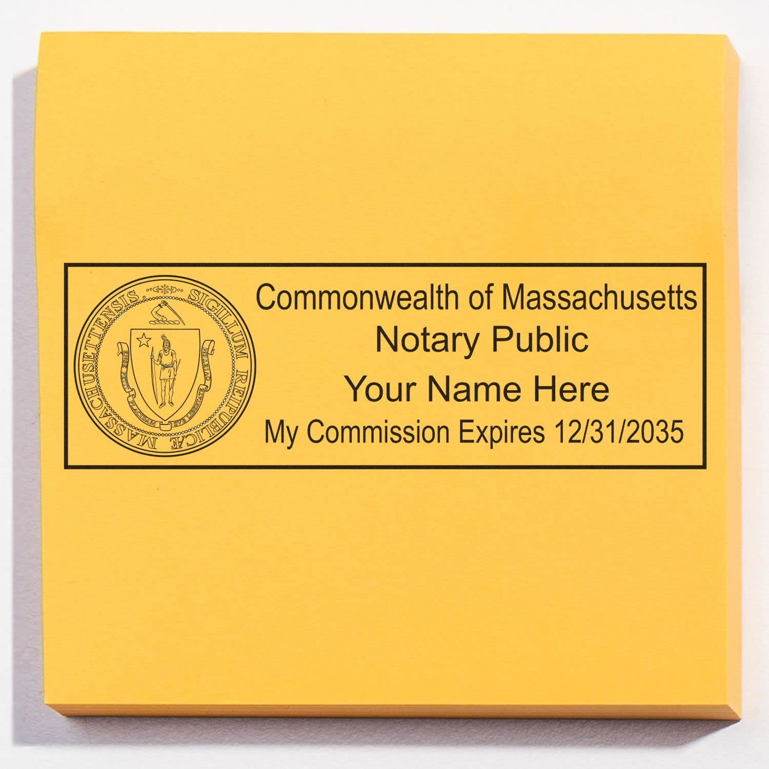 Self Inking Massachusetts Notary Stamp, Notary Stamp Massachusetts, Rectangular Imprint, Sized 7/8" x 2-1/4", Up to 5,000 Impressions, Easy Press and Print Stamping