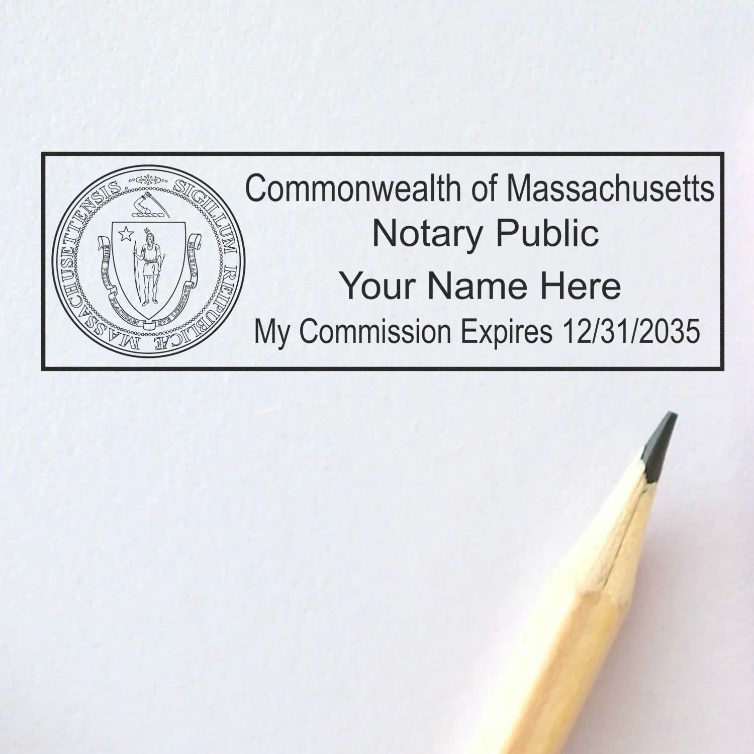 Self Inking Massachusetts Notary Stamp, Notary Stamp Massachusetts, Rectangular Imprint, Sized 7/8" x 2-1/4", Up to 5,000 Impressions, Easy Press and Print Stamping - Image 6