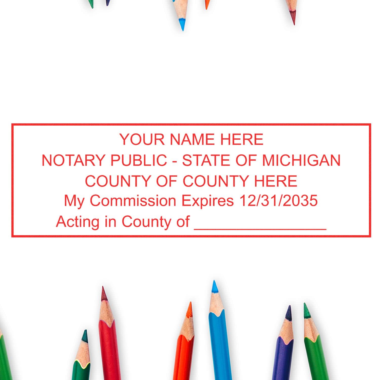 Michigan Rectangular Notary Stamp, MI Notary Stamp, State Board Approved, Economical Wood Handle Rubber Stamp, Uses Stamp Pad, Rectangular Shape, Sized 7/8" x 2-1/4", Michigan Notary - Image 6