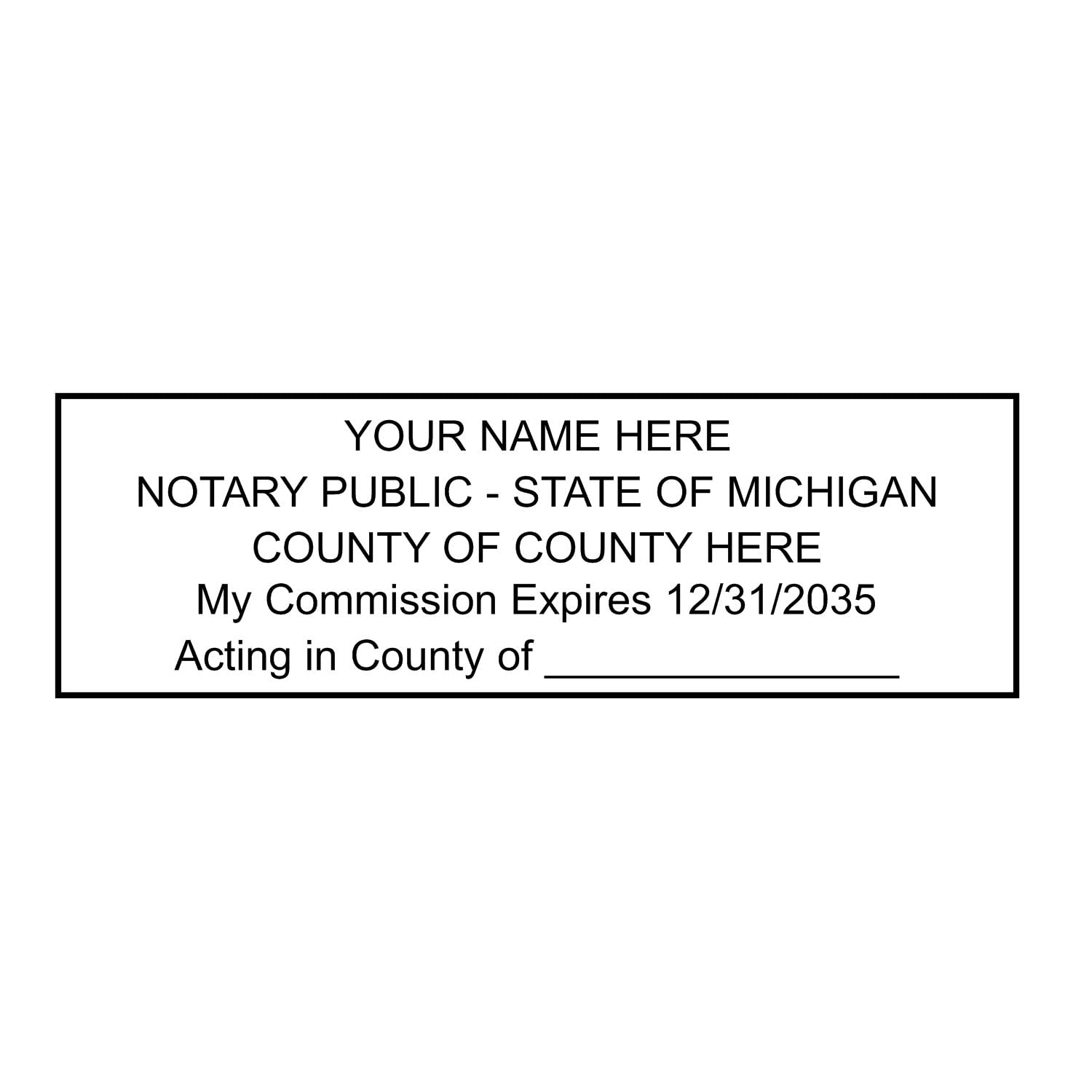 Michigan Rectangular Notary Stamp, MI Notary Stamp, State Board Approved, Economical Wood Handle Rubber Stamp, Uses Stamp Pad, Rectangular Shape, Sized 7/8" x 2-1/4", Michigan Notary - Image 9