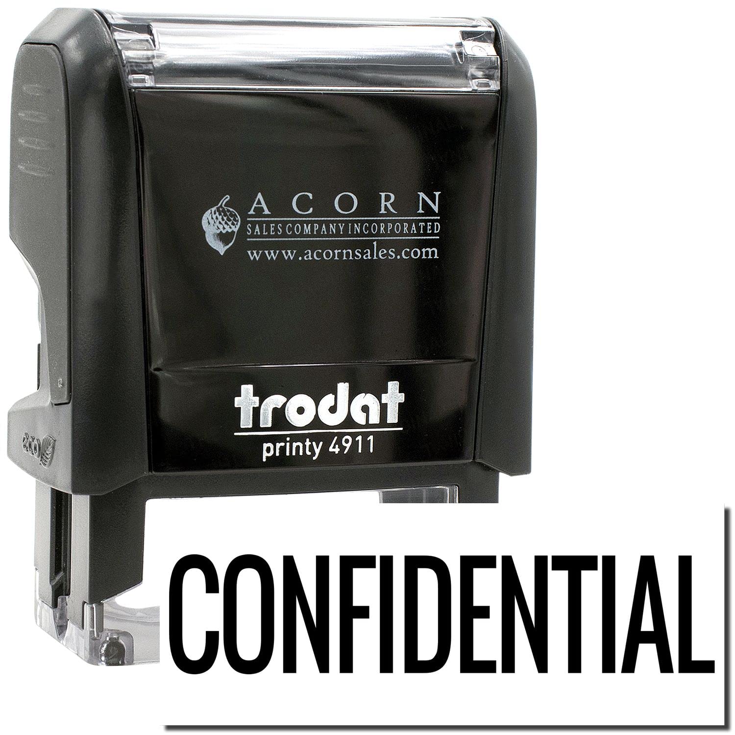 Self-Inking Narrow Confidential Stamp, Desk Supply, Up to 5K Impressions, Available in 11 Ink Colors, Reinkable, Easy Press and Print Stamping, Size Approx 1/2" x 1-1/2" - Image 2
