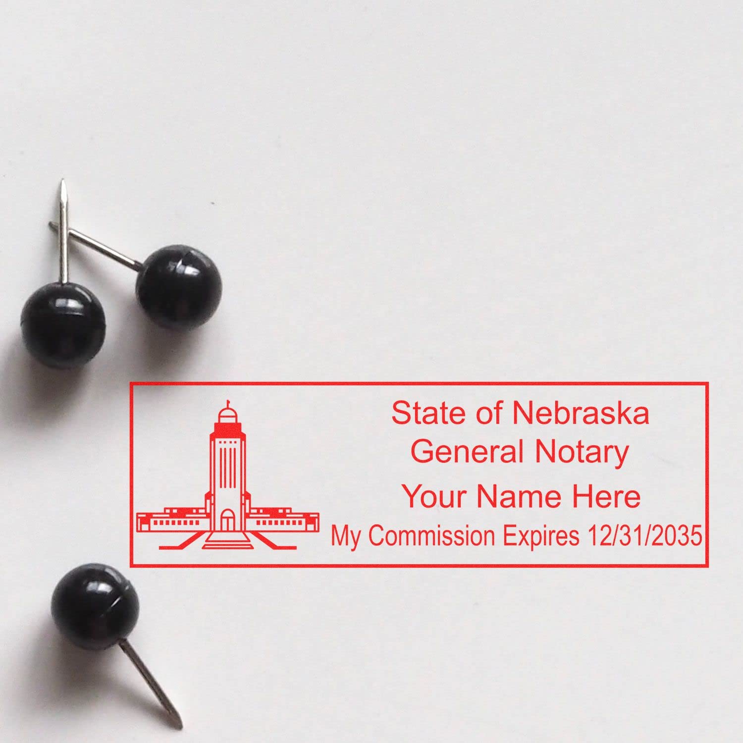 Self Inking Nebraska Notary Stamp, Notary Stamp Nebraska, Rectangular Imprint, Sized 7/8" x 2-1/4", Up to 5,000 Impressions and Available in 11 Ink Colors, Easy Press and Print Stamping - Image 6