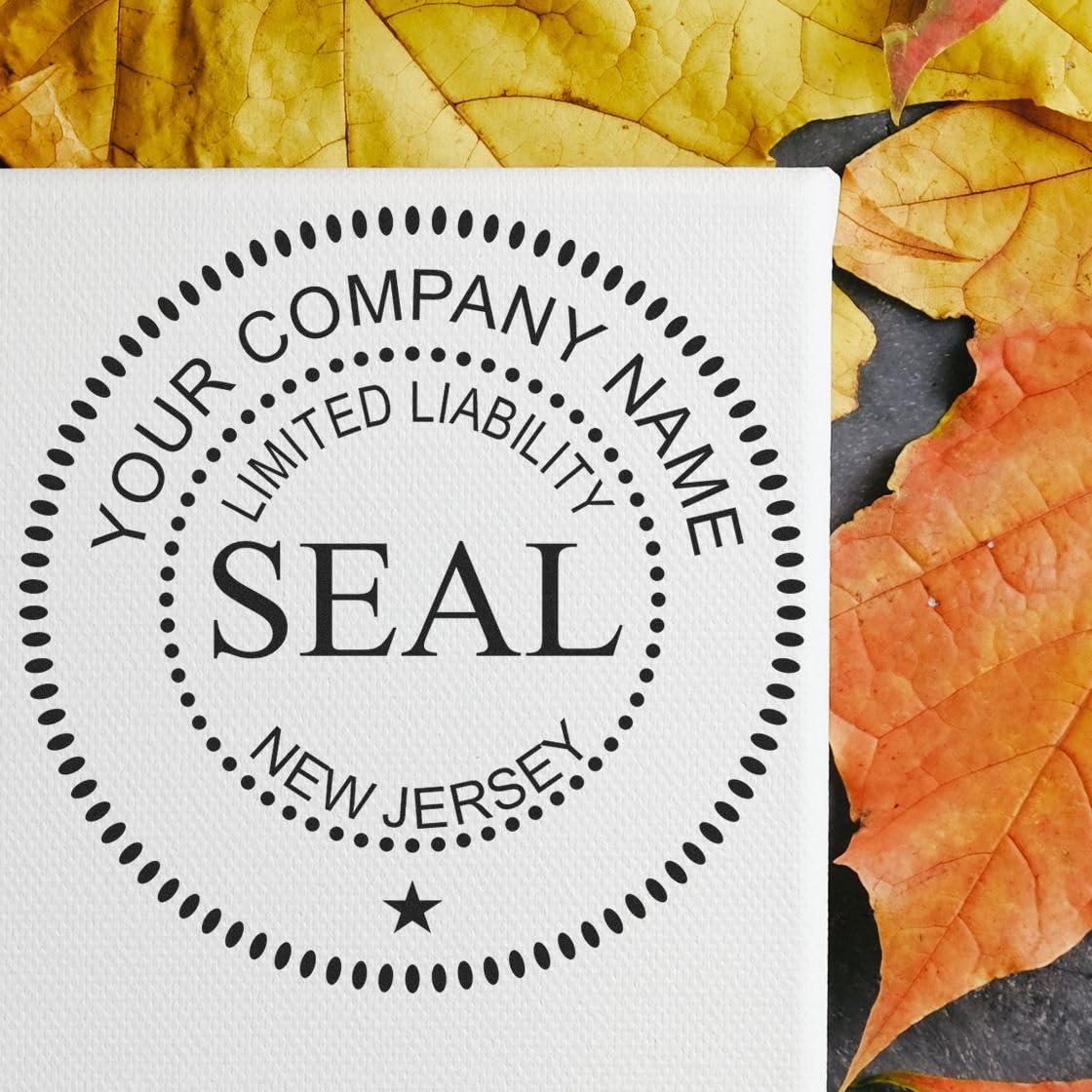 Self-Inking New Jersey Limited Liability Company Seal Stamp, 1-5/8" Diameter, Up to 10K Imprints, Reinkable, Company Stamp for NJ