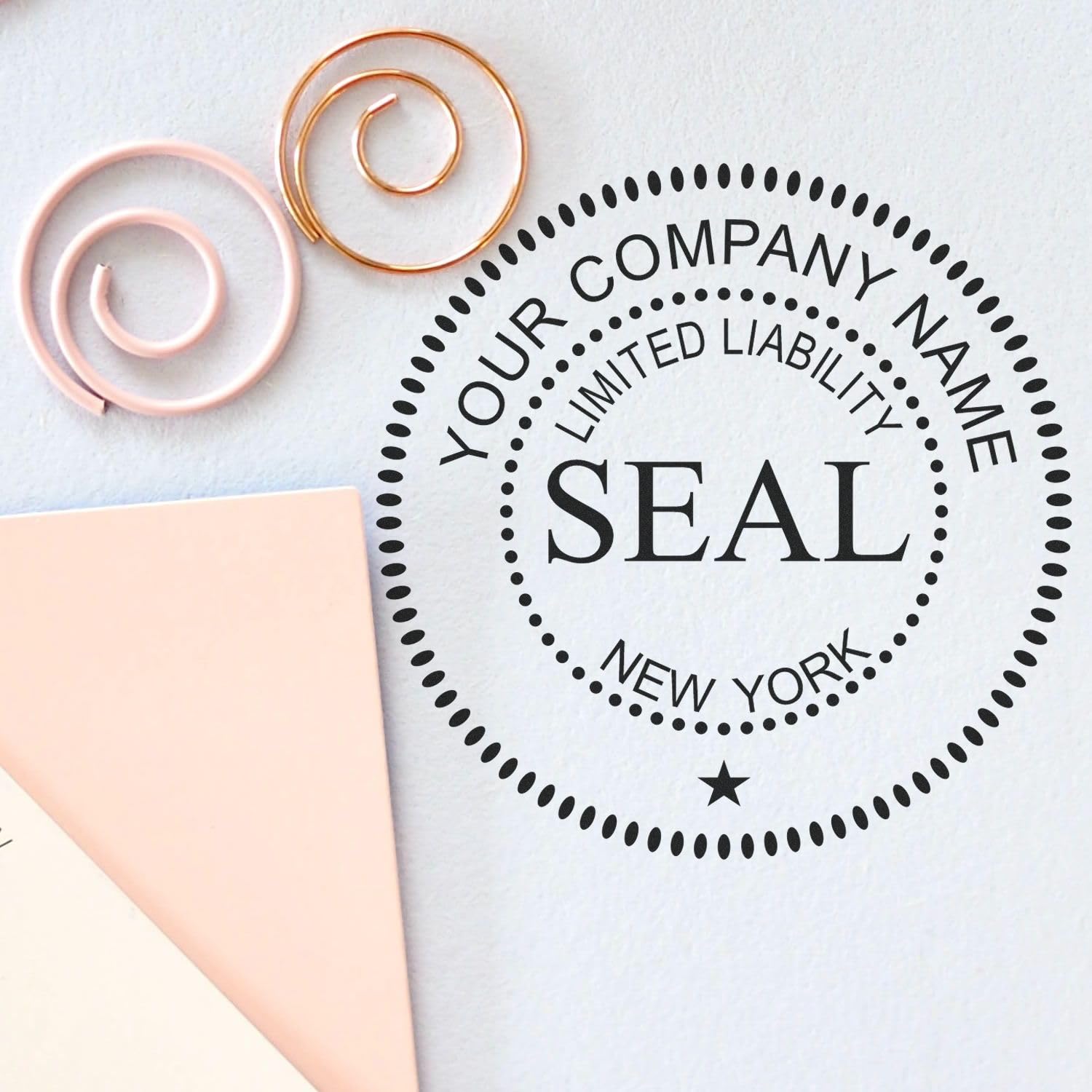 Self-Inking New York Limited Liability Company Seal Stamp, 1-5/8 Diameter, Up to 10K Imprints, Reinkable, Company Stamp for NY, Customized LLC Company Seal Stamp, Stamp Self-Ink, NY Stamp