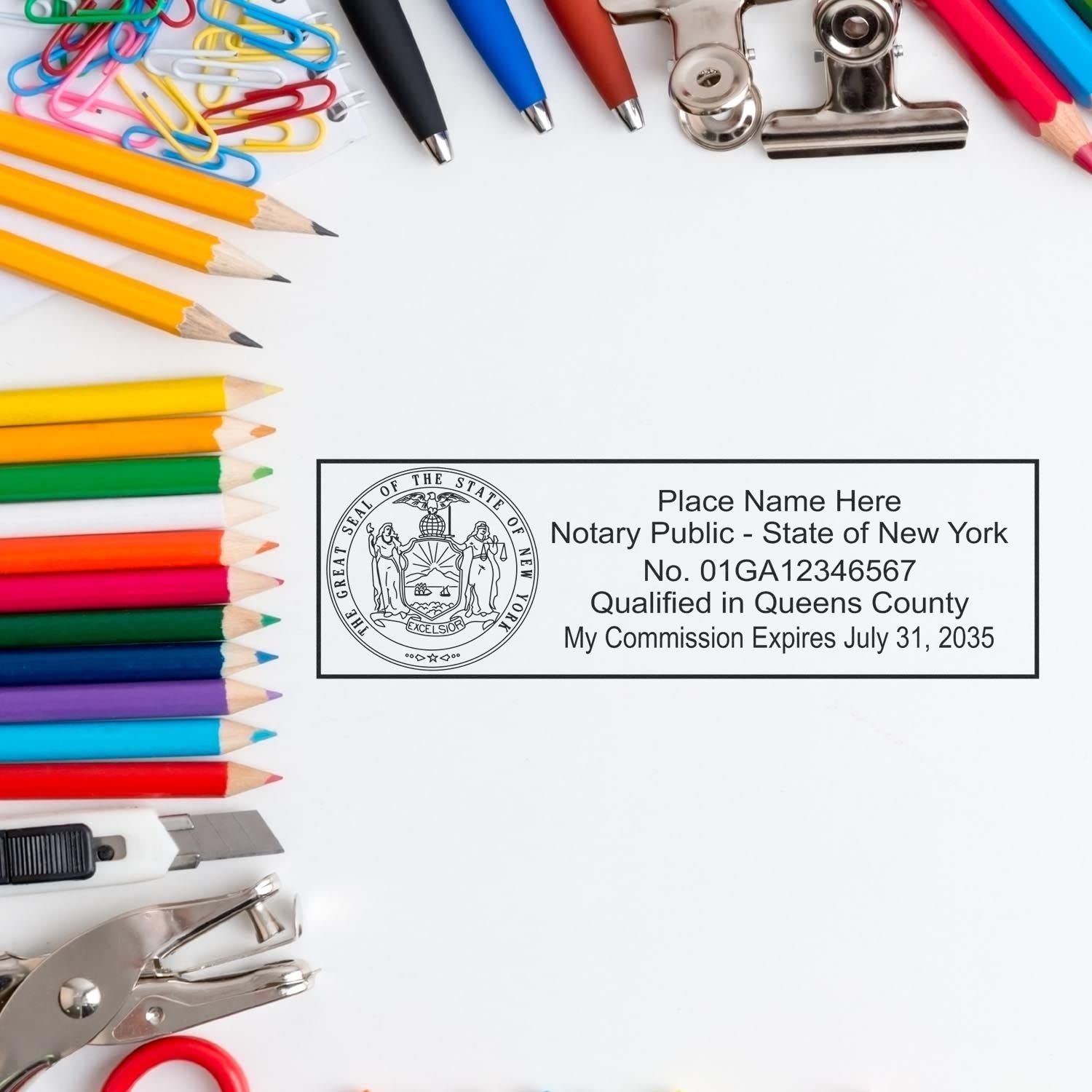 Pre-Inked New York Notary Public Stamp, Up to 15K Imprints, Notary Stamp NY, Press and Print Stamping, Rectangular 7/8" x 2-1/4", Notarial Stamp New York