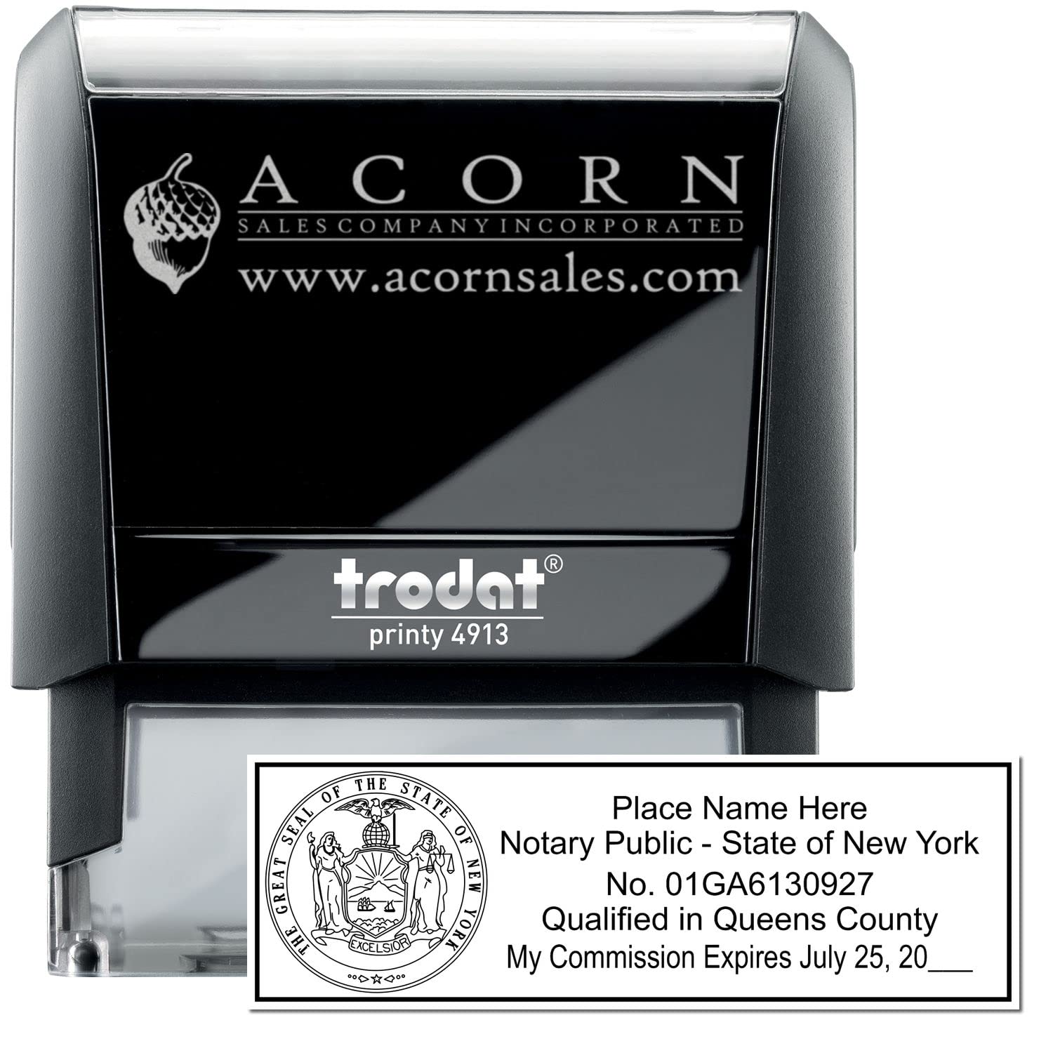 Self Inking New York Notary Stamp, Notary Stamp New York, Rectangular Imprint, Sized 7/8" x 2-1/4", Up to 5,000 Impressions and Available in 11 Ink Colors, Easy Press and Print Stamping - Image 2